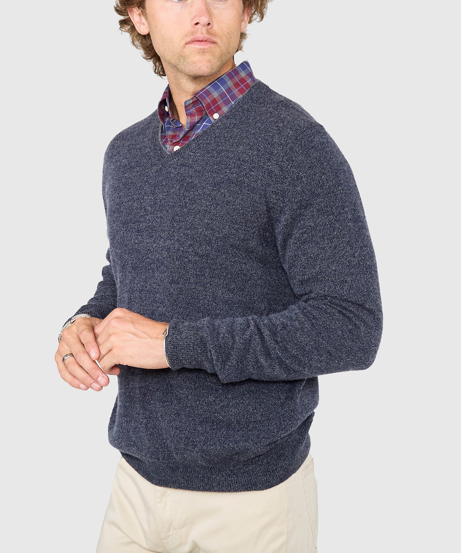 Westport Black Carmichael Cashmere Blend Mouline V-Neck Sweater - Image 16
