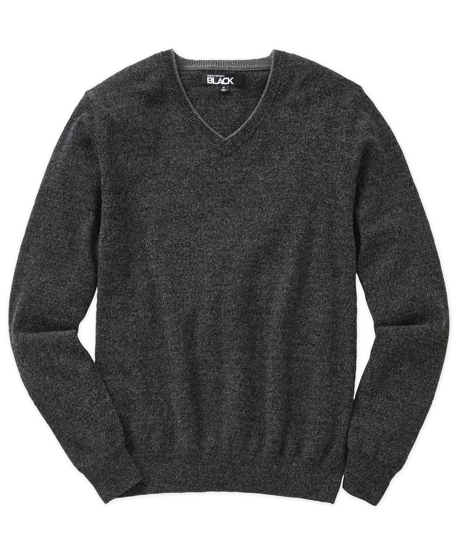 Westport Black Carmichael Cashmere Blend Mouline V-Neck Sweater - Image 4