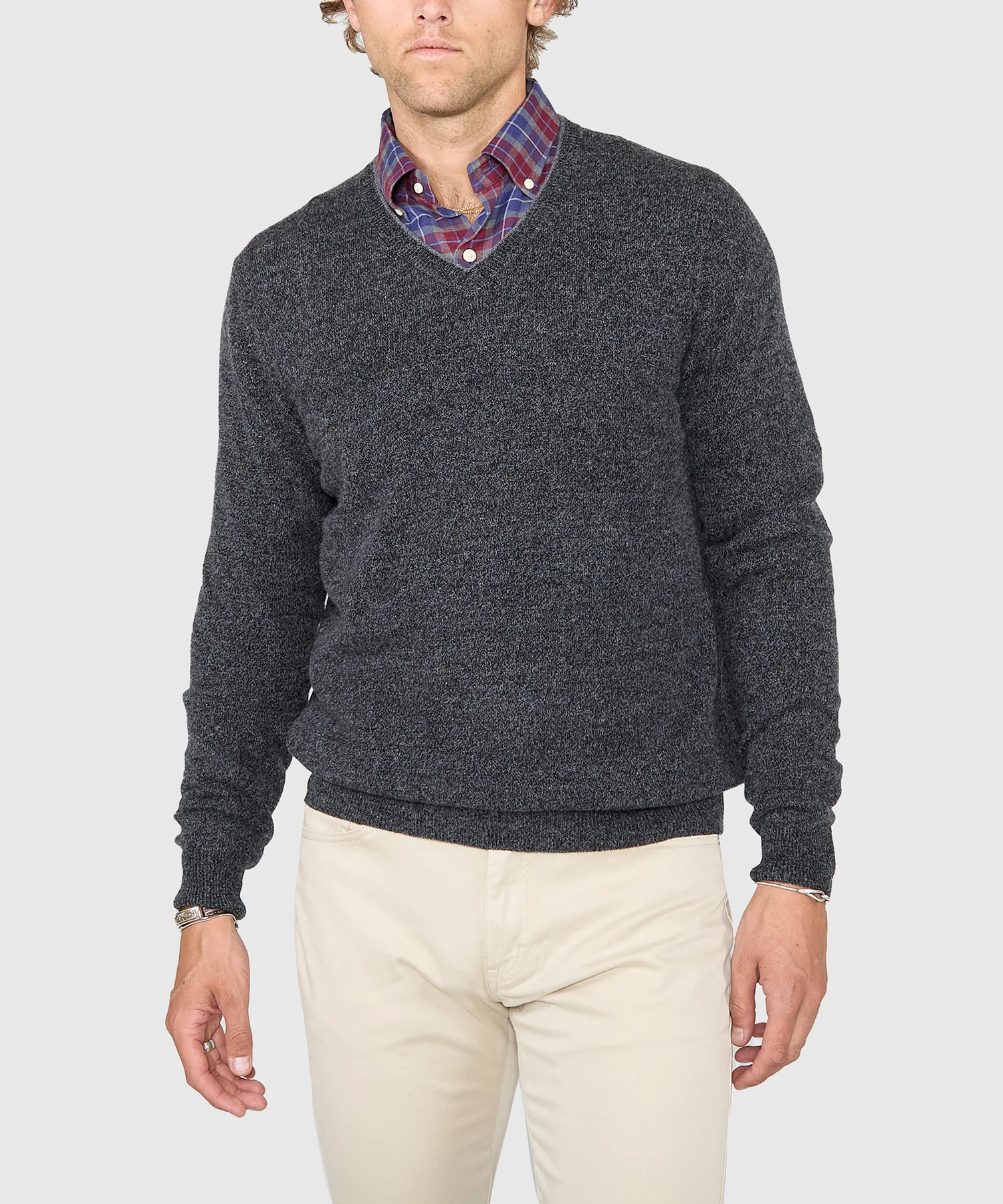 Westport Black Carmichael Cashmere Blend Mouline V-Neck Sweater - Image 6