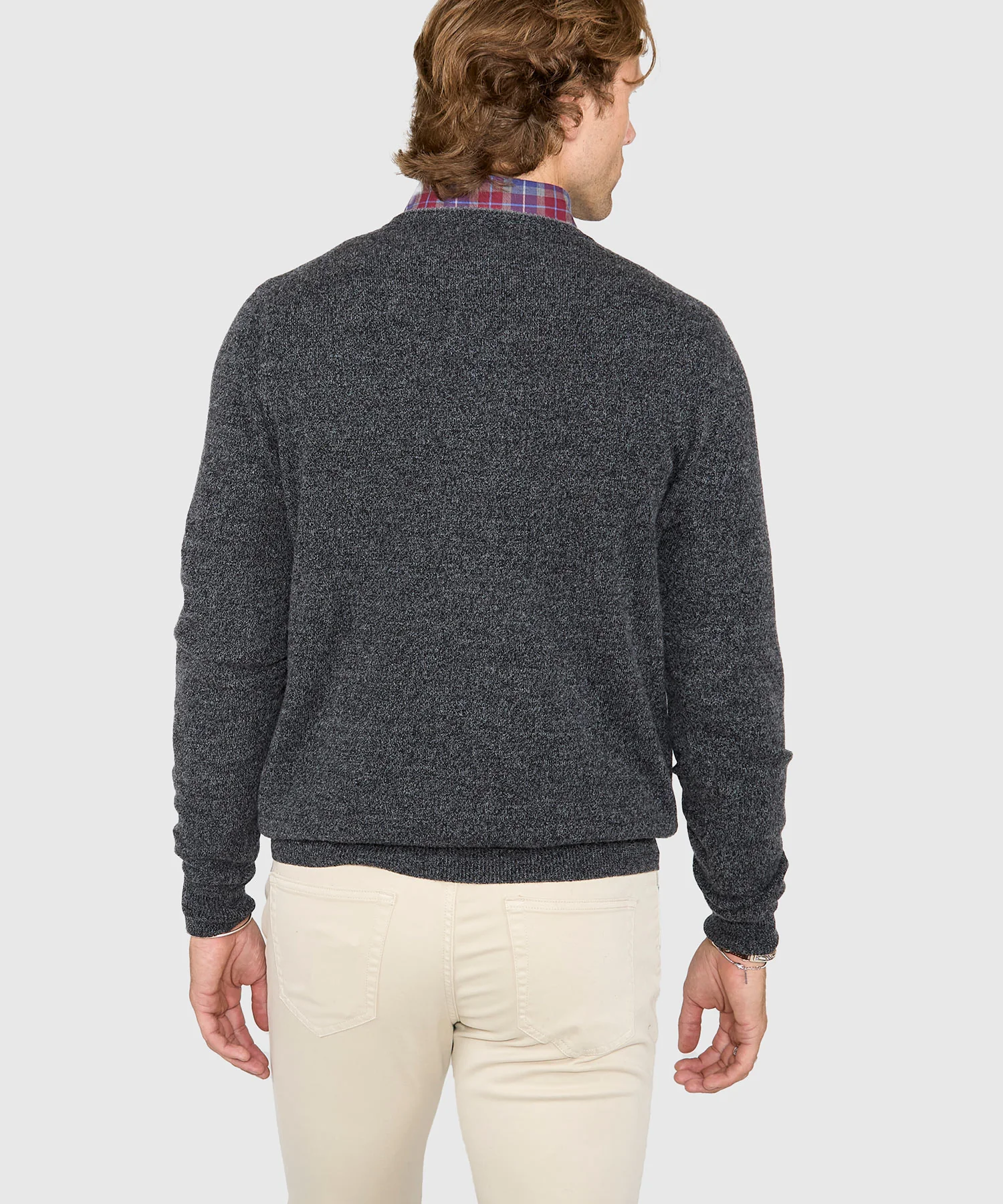 Westport Black Carmichael Cashmere Blend Mouline V-Neck Sweater - Image 7