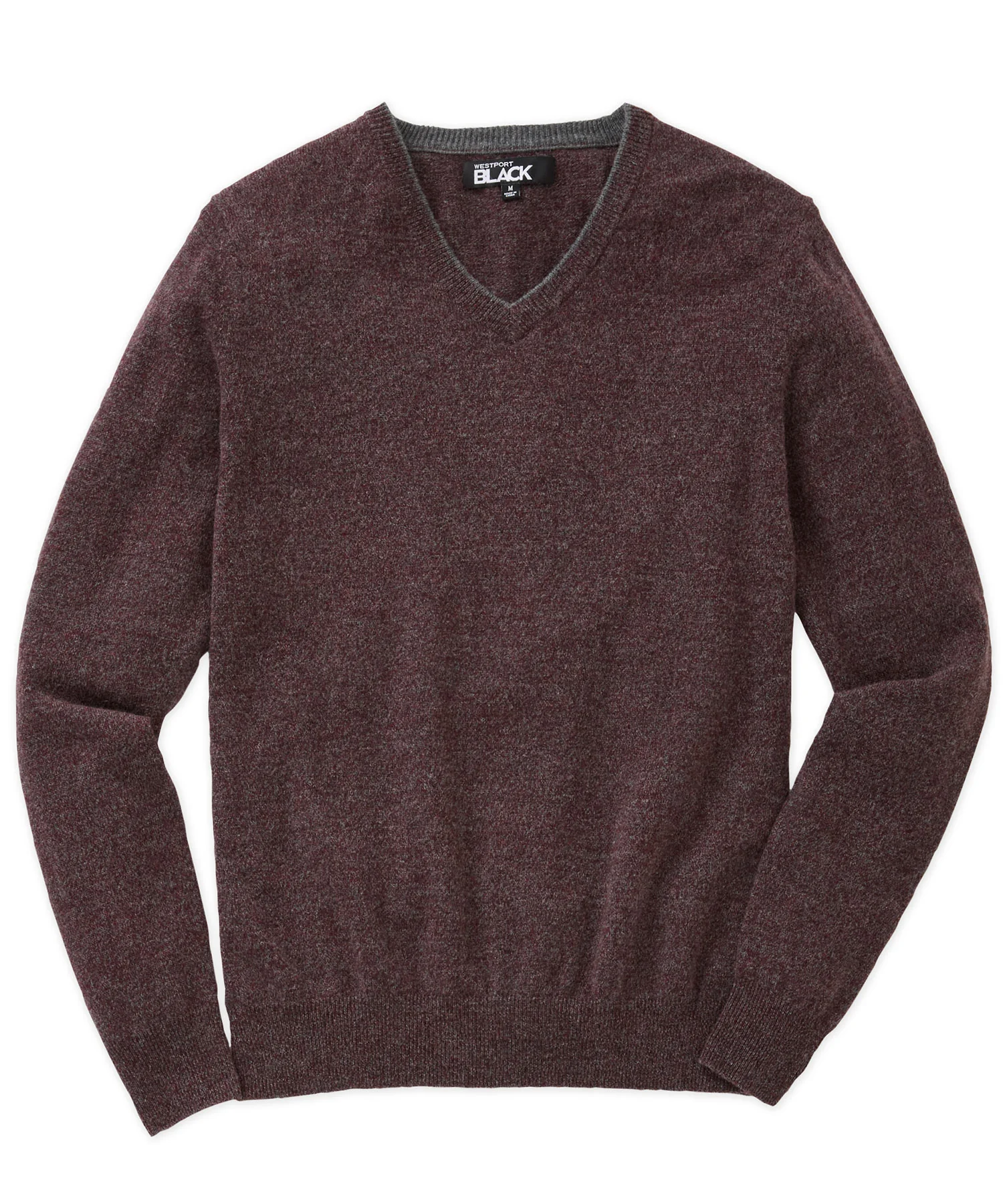 Westport Black Carmichael Cashmere Blend Mouline V-Neck Sweater - Image 8