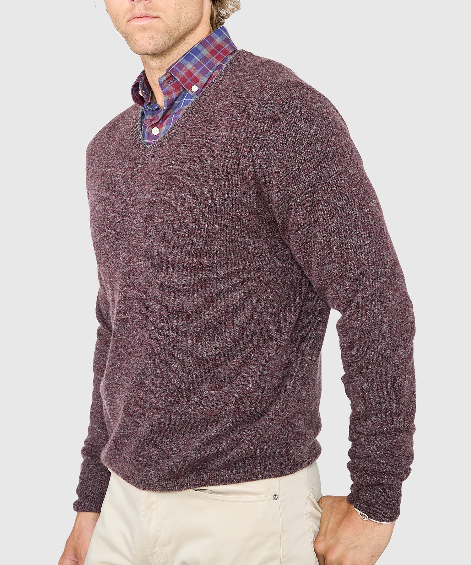 Westport Black Carmichael Cashmere Blend Mouline V-Neck Sweater - Image 9
