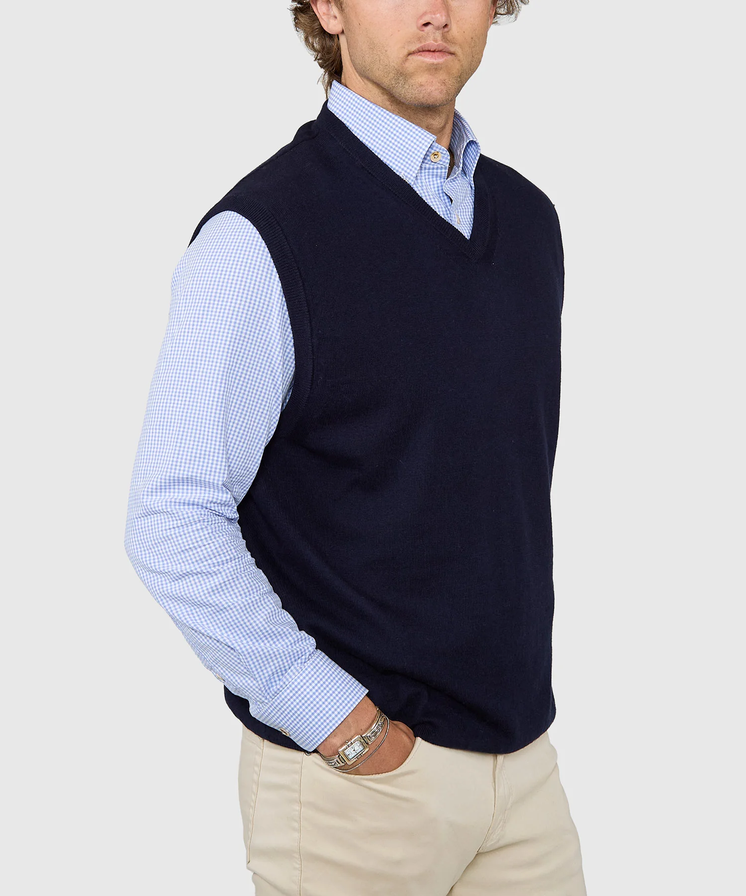 Westport Lifestyle Classic Cotton Cashmere V-Neck Vest - Image 7