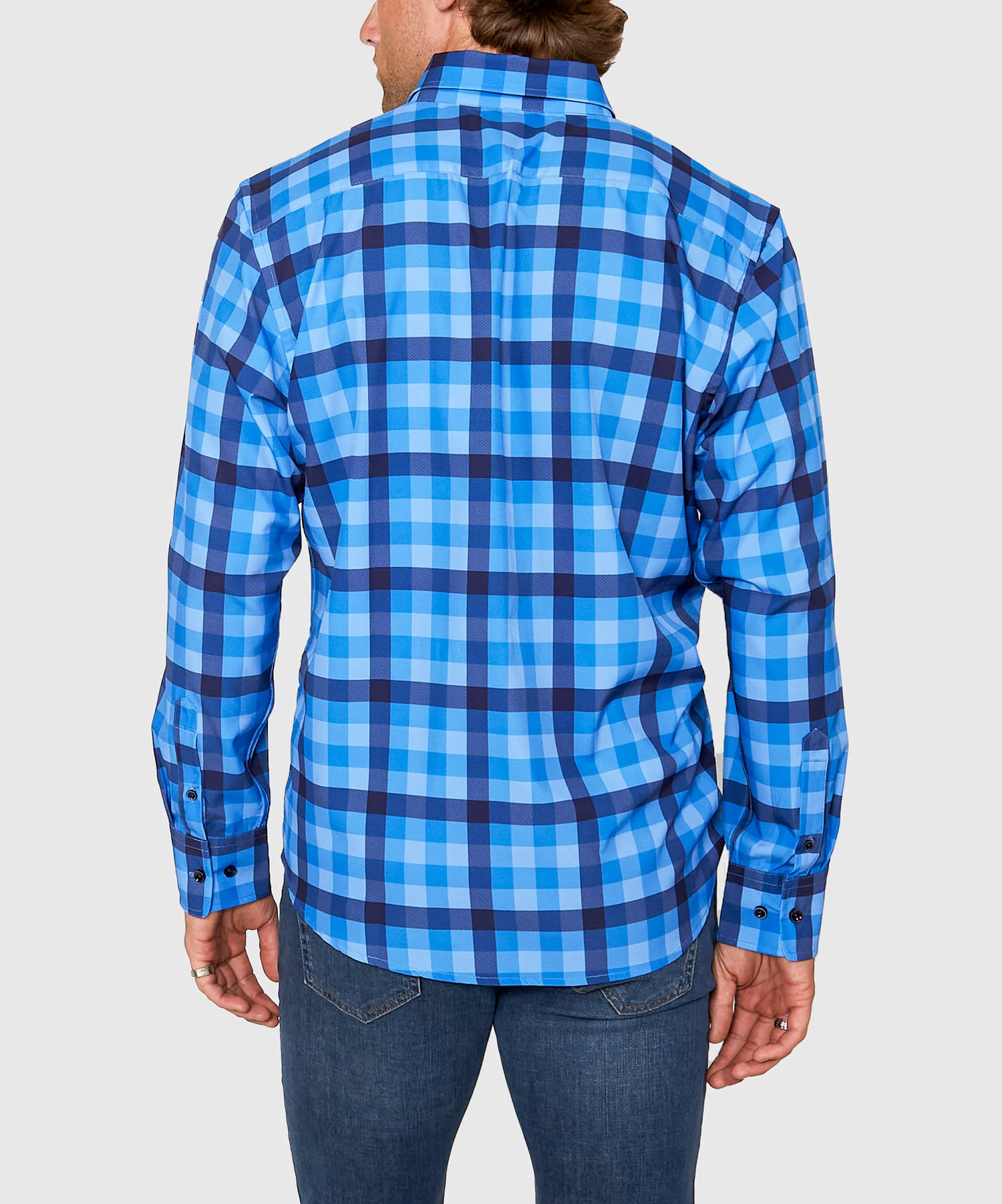Westport No-Tuck Long Sleeve Button Down Collar Plaid Stretch Performance Sport Shirt - Image 3