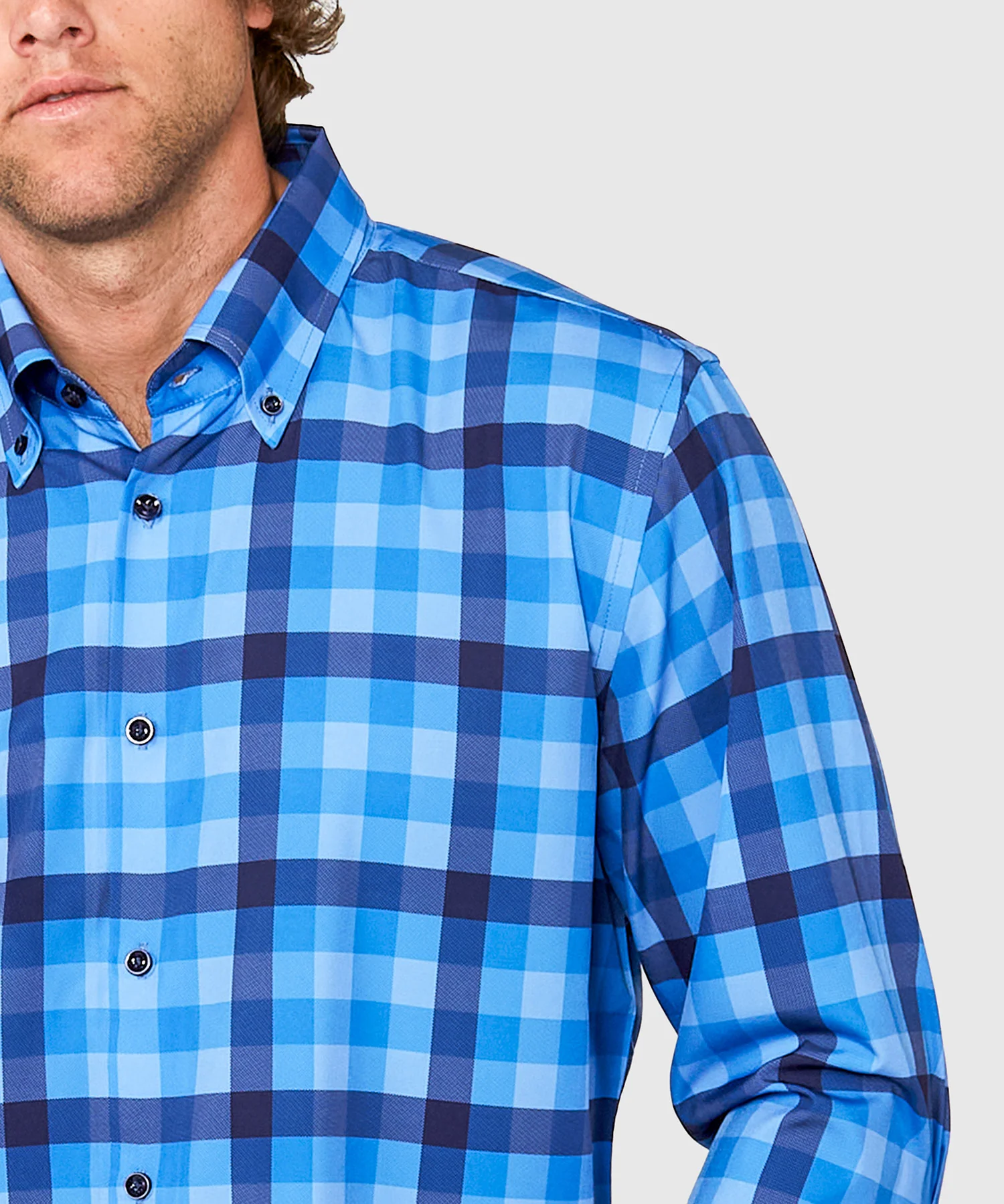 Westport No-Tuck Long Sleeve Button Down Collar Plaid Stretch Performance Sport Shirt - Image 5