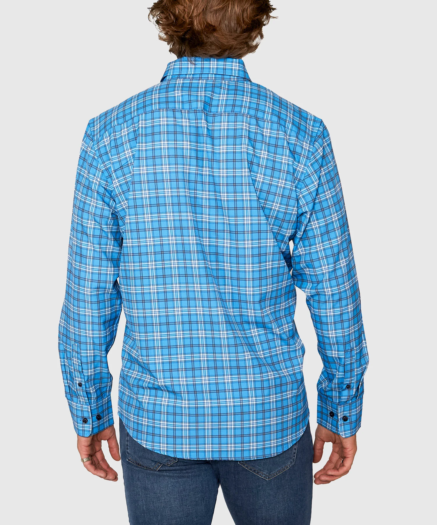 Westport No-Tuck Long Sleeve Button Down Collar Plaid Stretch Performance Sport Shirt - Image 3