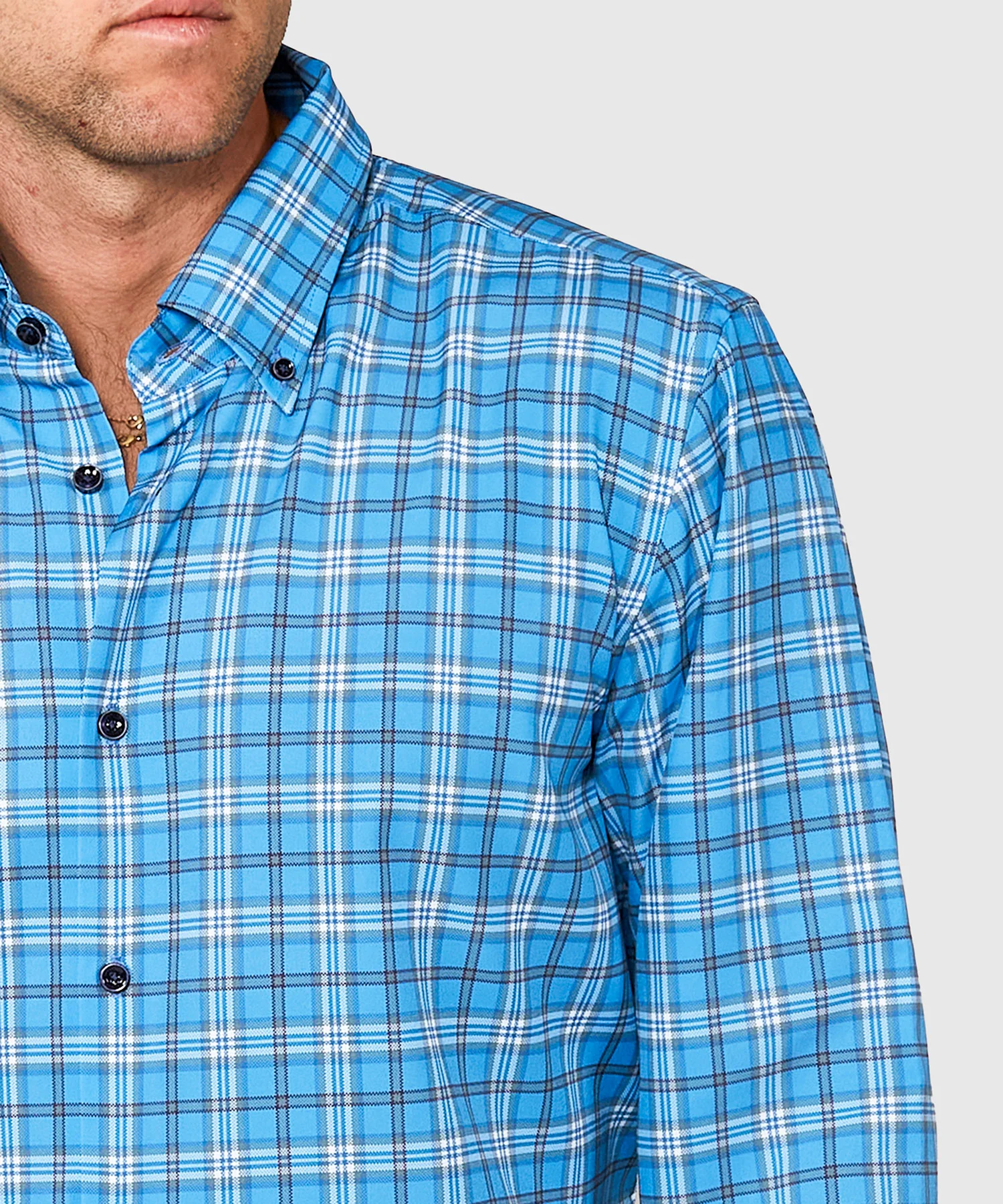 Westport No-Tuck Long Sleeve Button Down Collar Plaid Stretch Performance Sport Shirt - Image 5