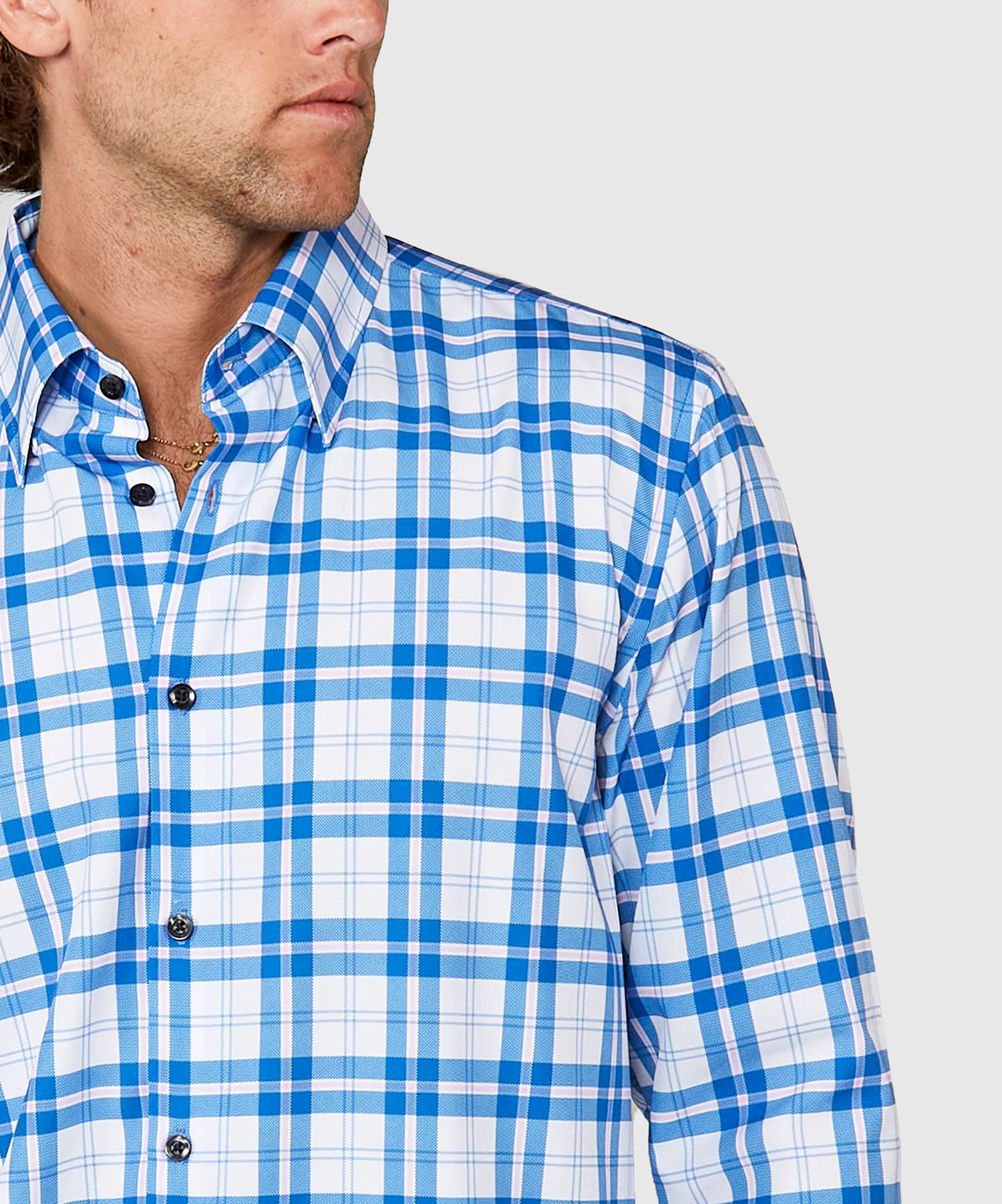Westport No-Tuck Long Sleeve Button Under Collar Plaid Stretch Performance Sport Shirt - Image 3