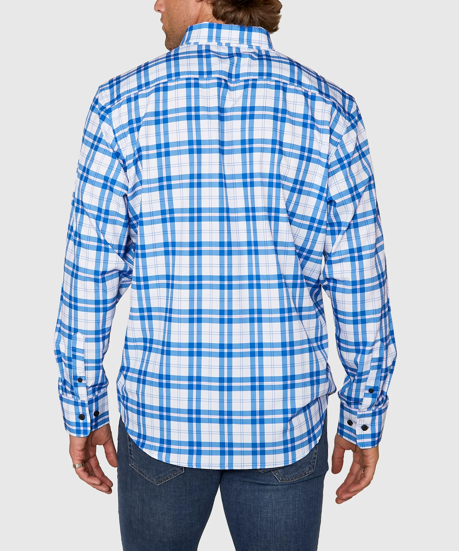 Westport No-Tuck Long Sleeve Button Under Collar Plaid Stretch Performance Sport Shirt - Image 4