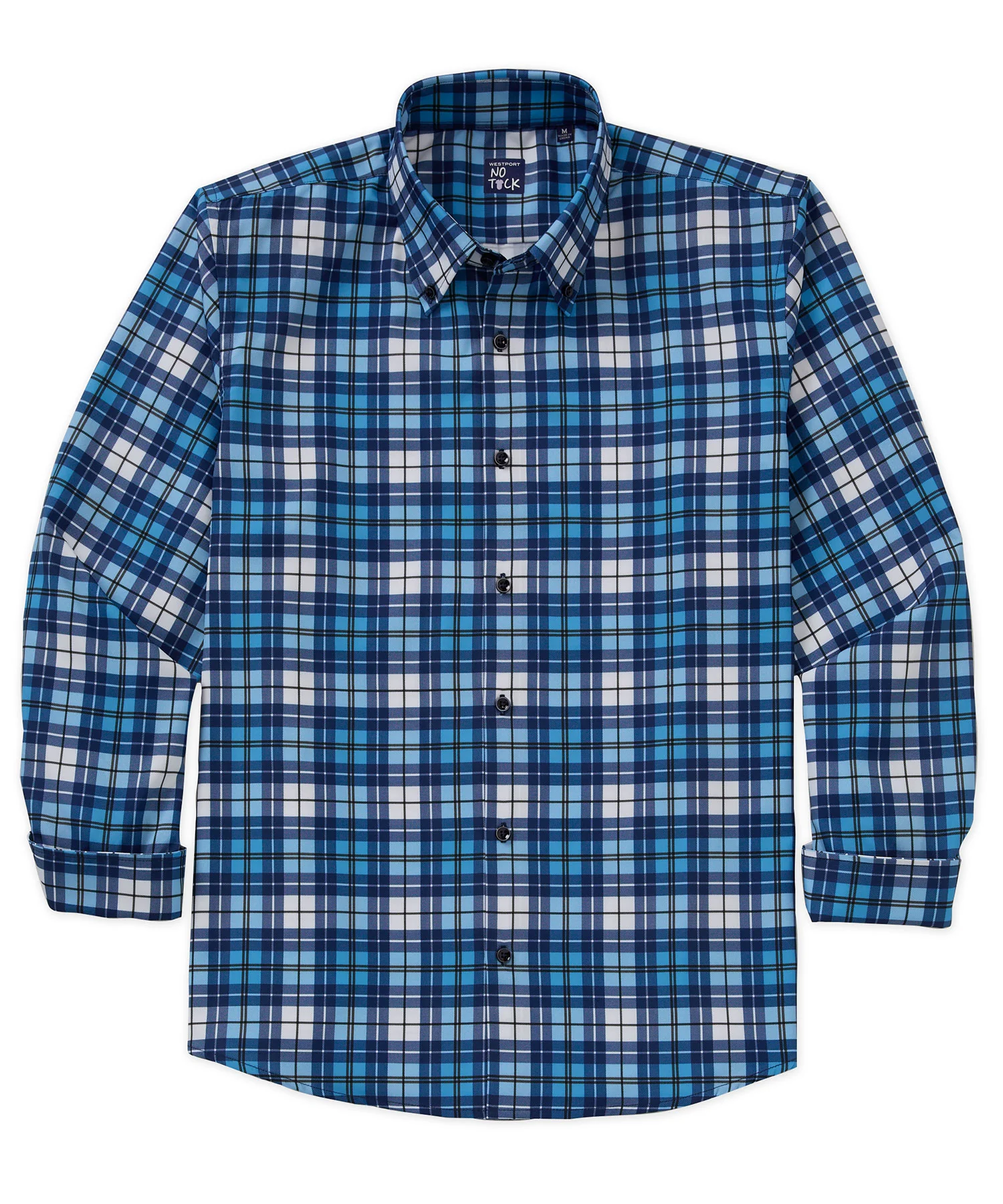 Westport No-Tuck Long Sleeve Button Down Collar Plaid Stretch Performance Sport Shirt
