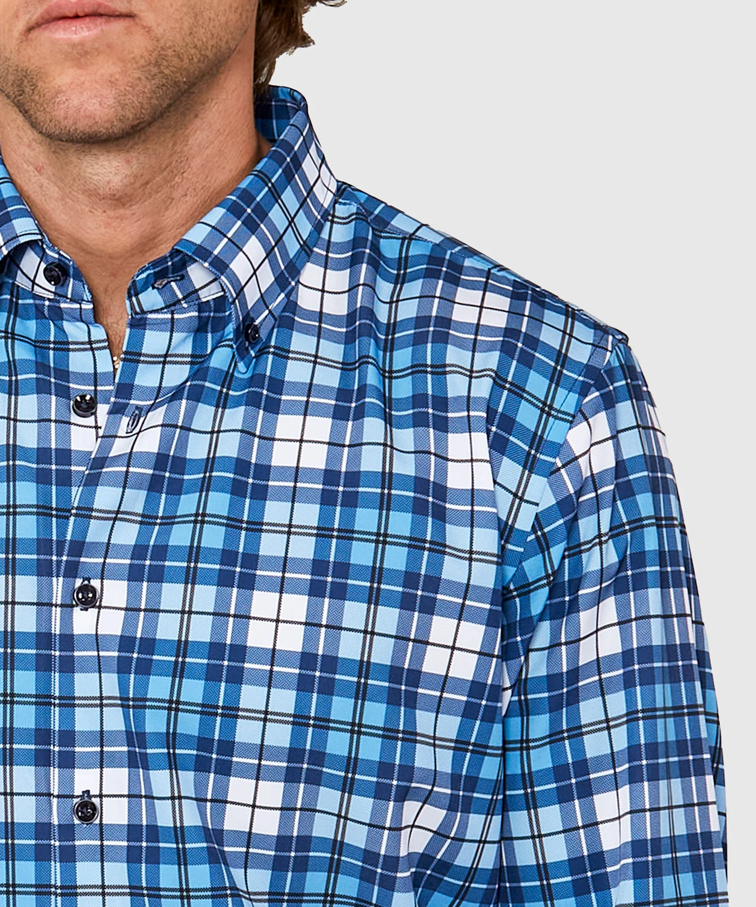 Westport No-Tuck Long Sleeve Button Down Collar Plaid Stretch Performance Sport Shirt - Image 2