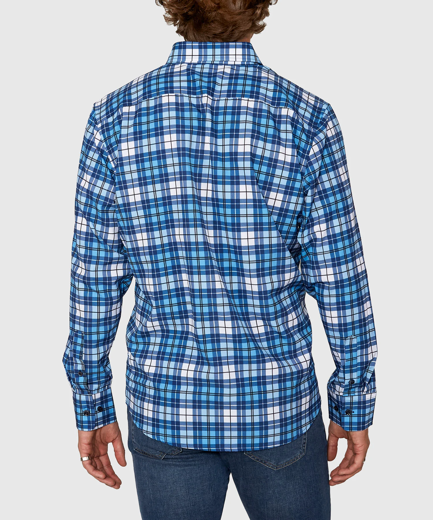 Westport No-Tuck Long Sleeve Button Down Collar Plaid Stretch Performance Sport Shirt - Image 4