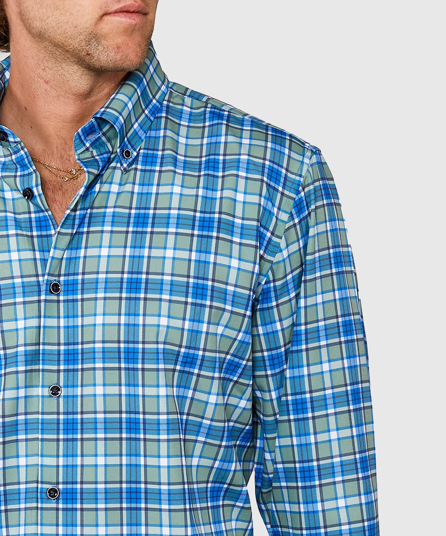 Westport No-Tuck Long Sleeve Button Down Collar Plaid Stretch Performance Sport Shirt - Image 4