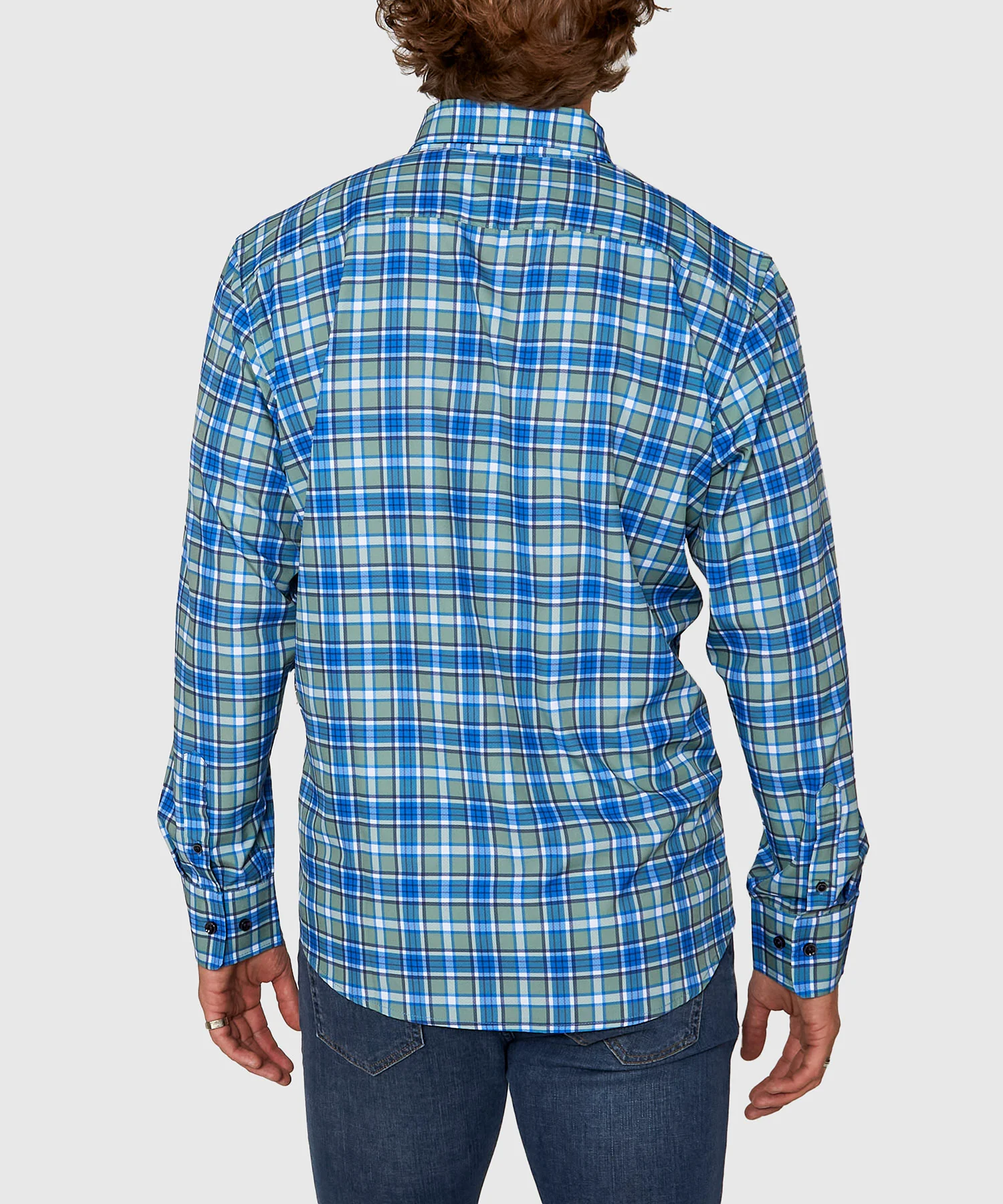 Westport No-Tuck Long Sleeve Button Down Collar Plaid Stretch Performance Sport Shirt - Image 5
