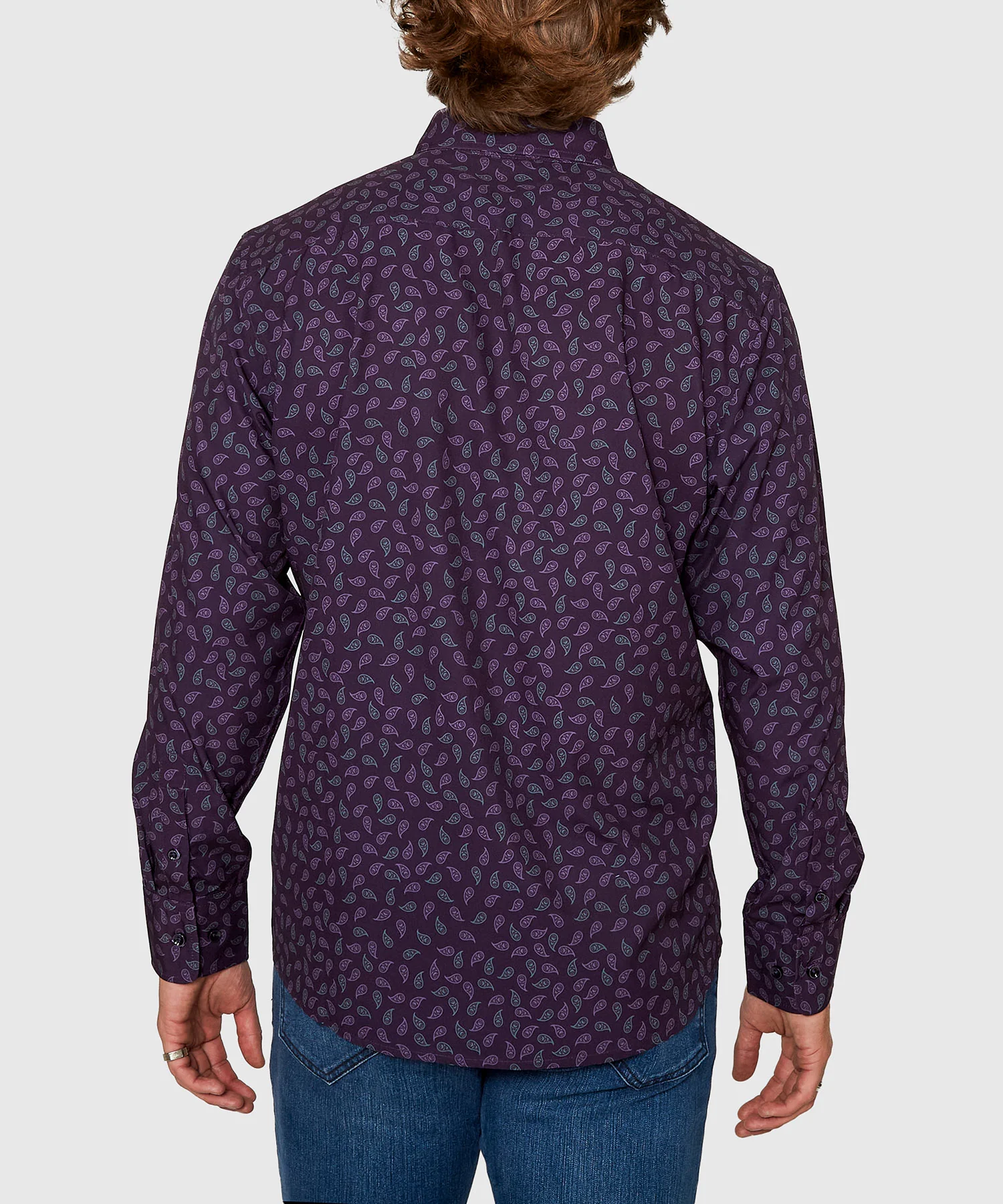 Westport No-Tuck Long Sleeve Button Down Collar Paisley Print Stretch Performance Sport Shirt - Image 5