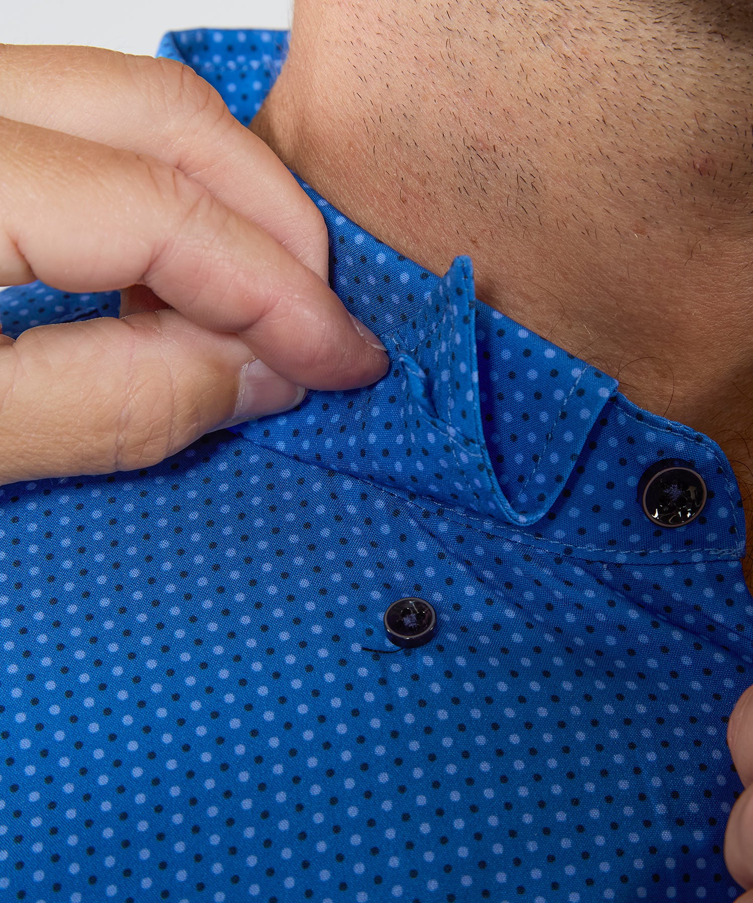 Westport No-Tuck Long Sleeve Button Under Spread Collar Geo Print Stretch Performance Sport Shirt - Image 6