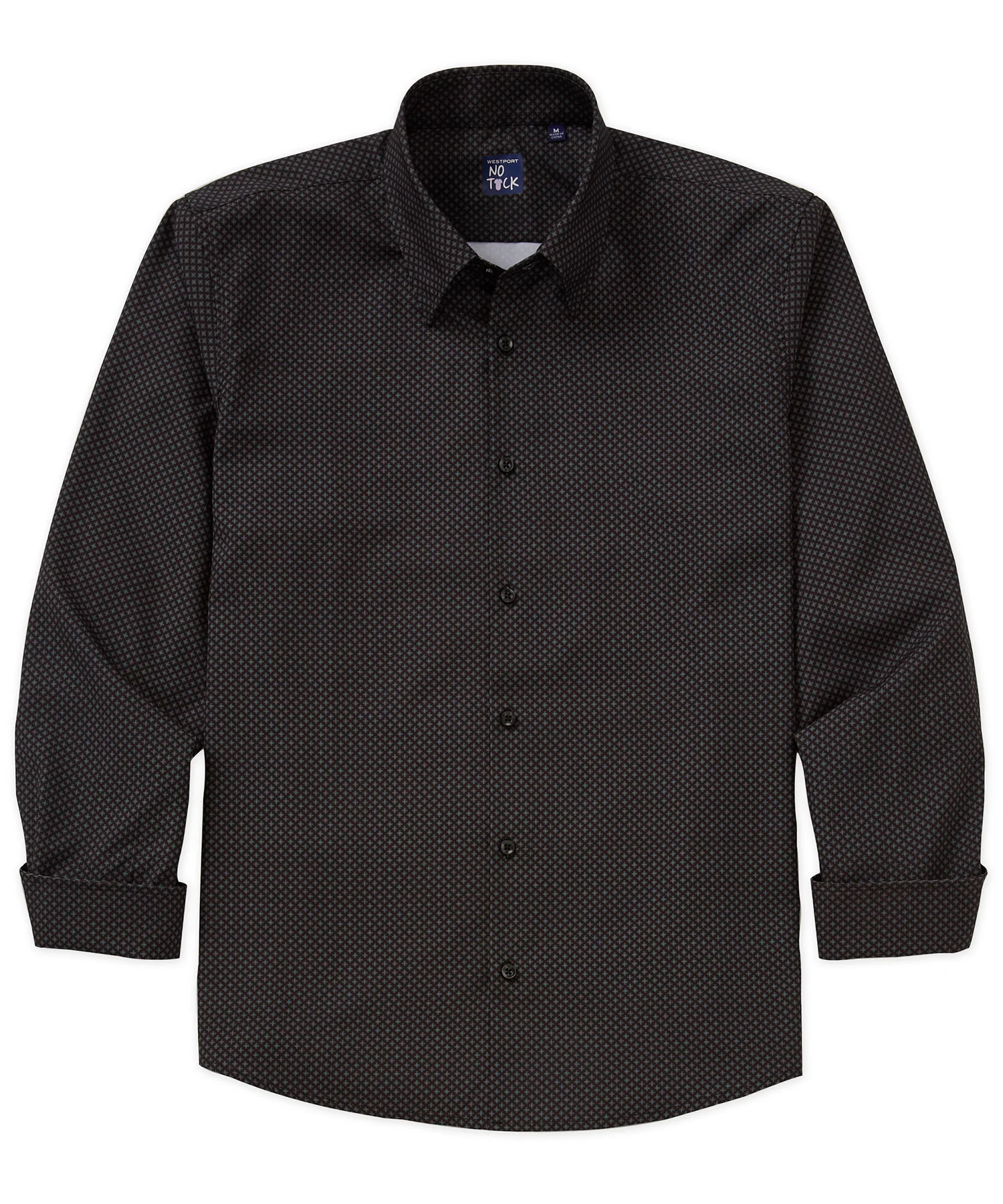 Westport No-Tuck Long Sleeve Button Under Spread Collar Geo Cross Stretch Performance Sport Shirt