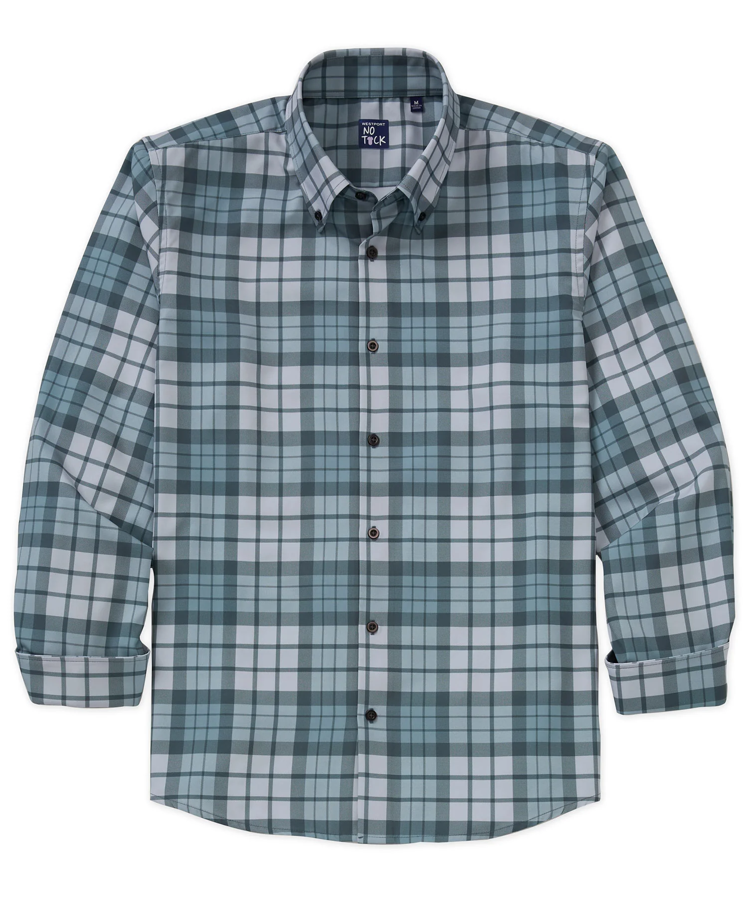 Westport No-Tuck Long Sleeve Button Down Collar Plaid Stretch Performance Sport Shirt
