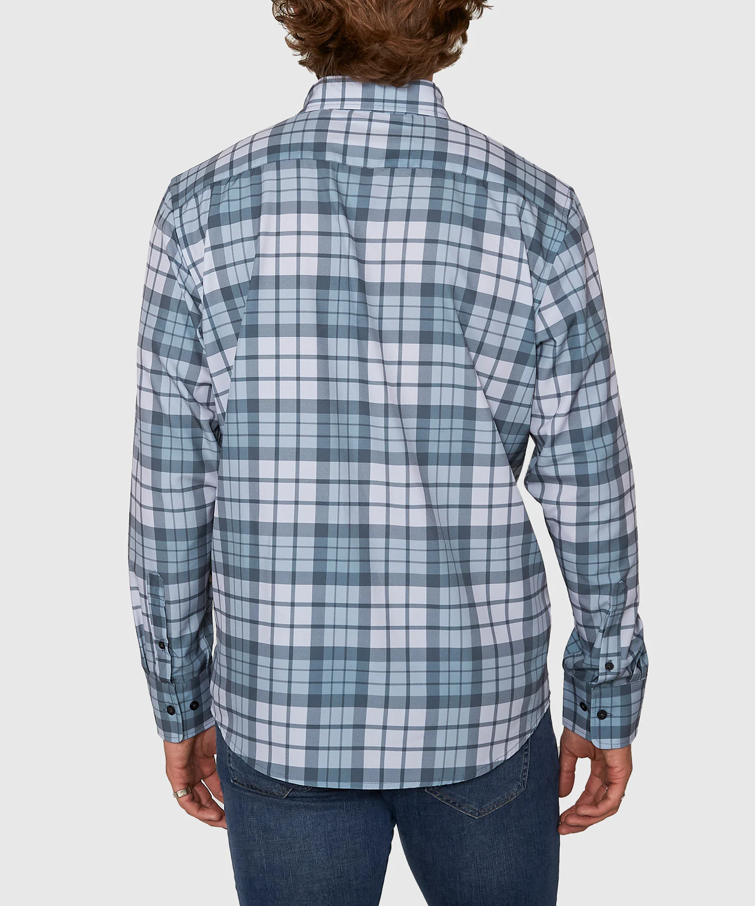 Westport No-Tuck Long Sleeve Button Down Collar Plaid Stretch Performance Sport Shirt - Image 4