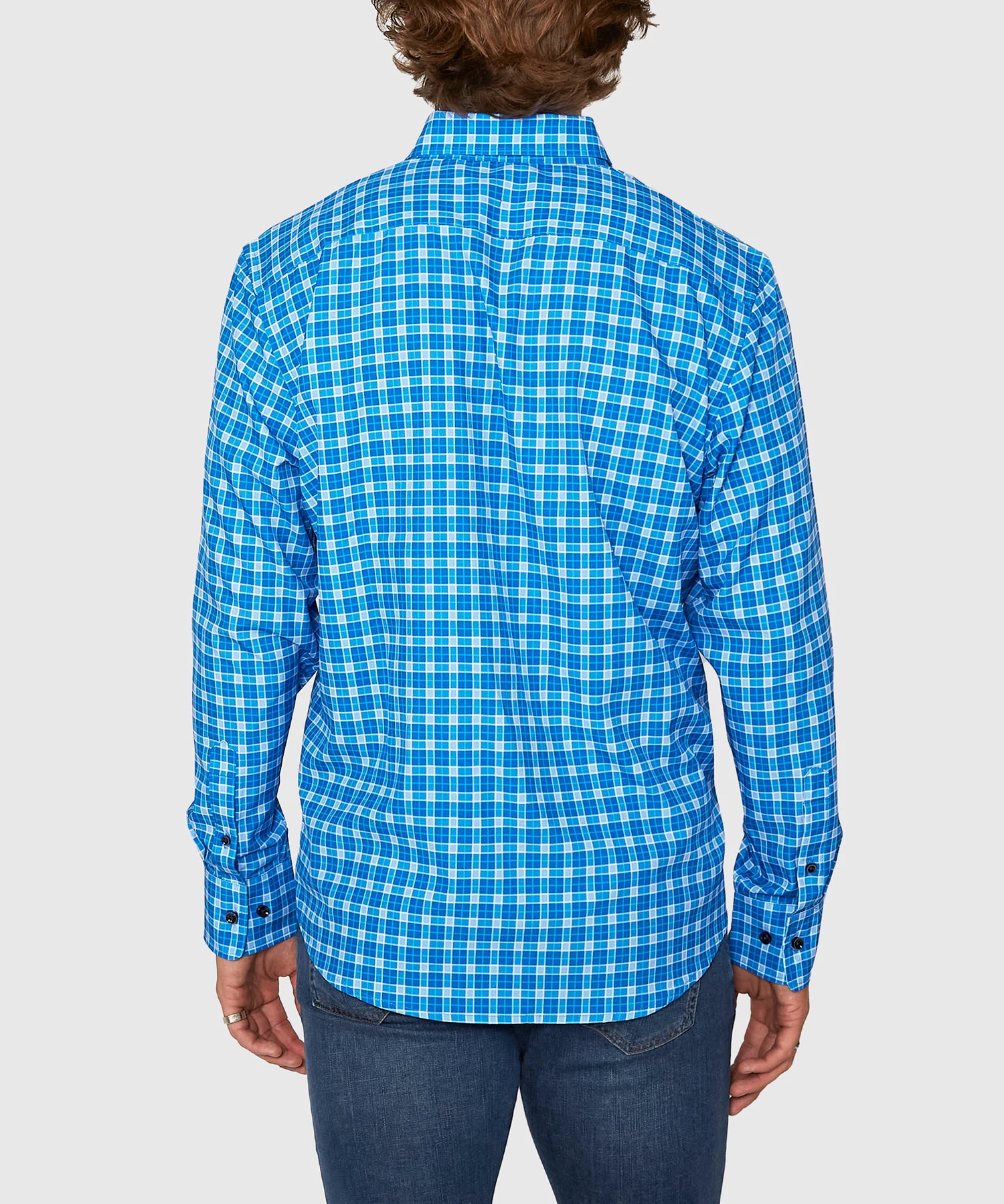 Westport No-Tuck Long Sleeve Button Down Collar Plaid Stretch Performance Sport Shirt - Image 4