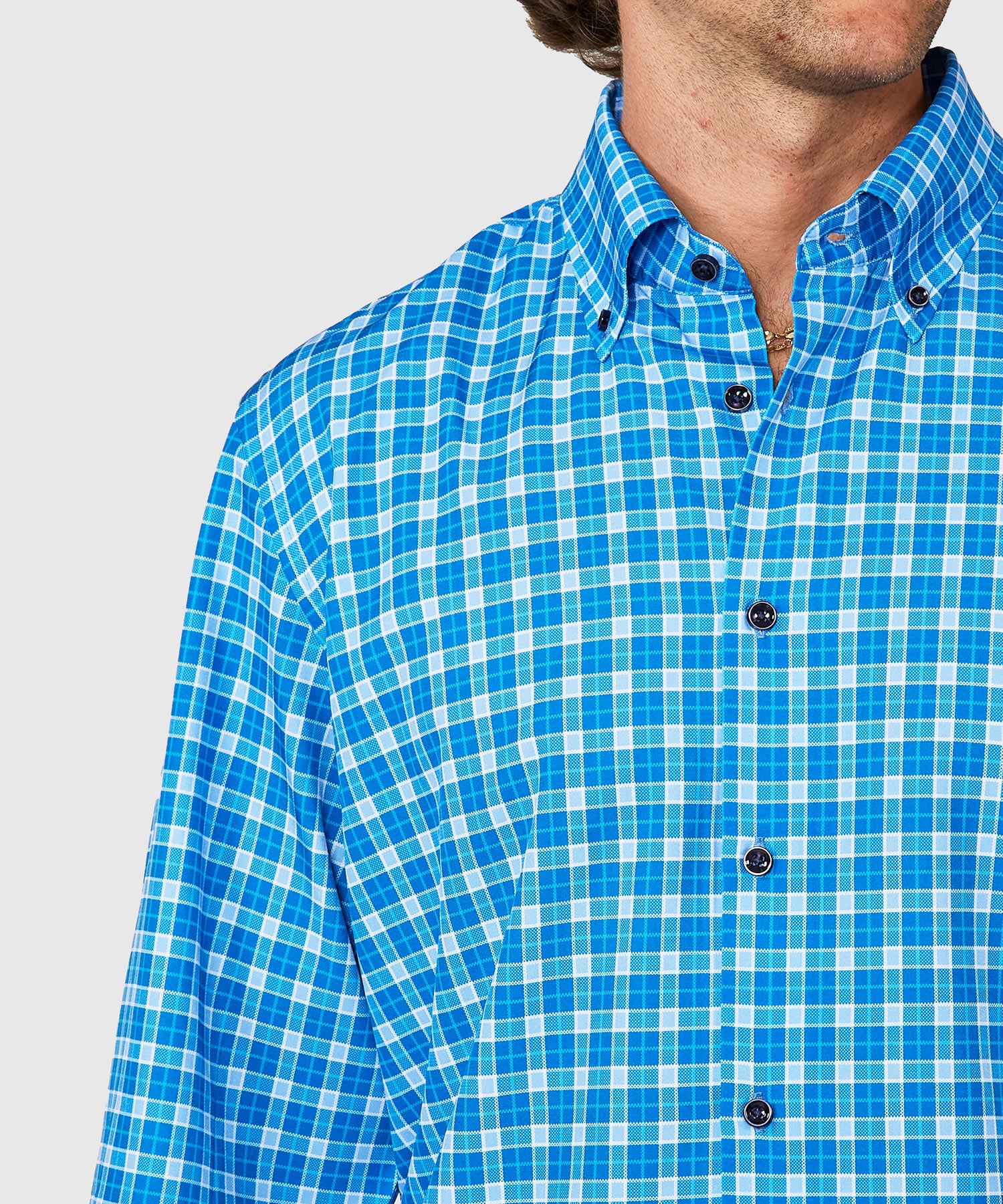 Westport No-Tuck Long Sleeve Button Down Collar Plaid Stretch Performance Sport Shirt - Image 5