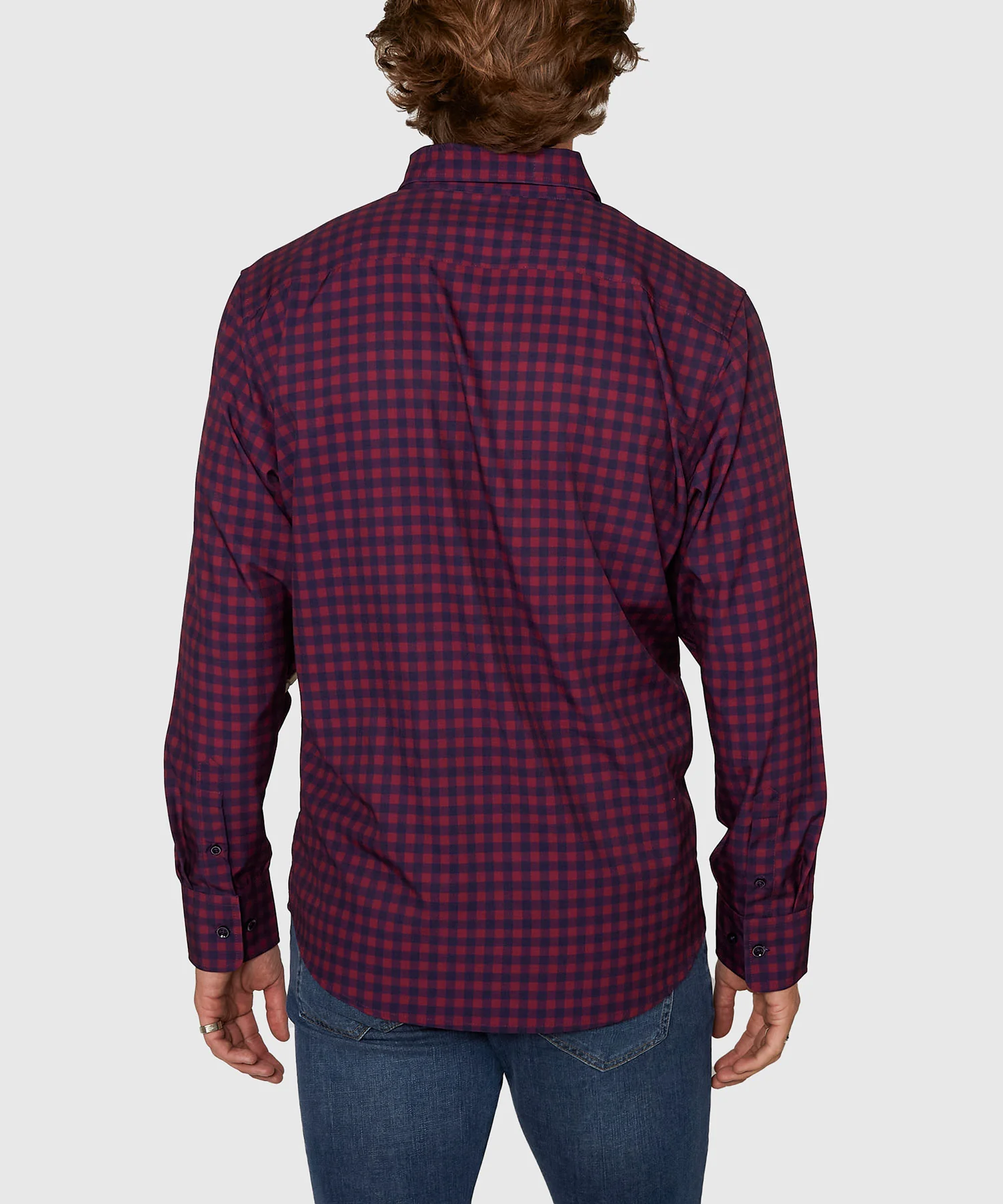 Westport No-Tuck Long Sleeve Button Down Collar Gingham Stretch Performance Sport Shirt - Image 6