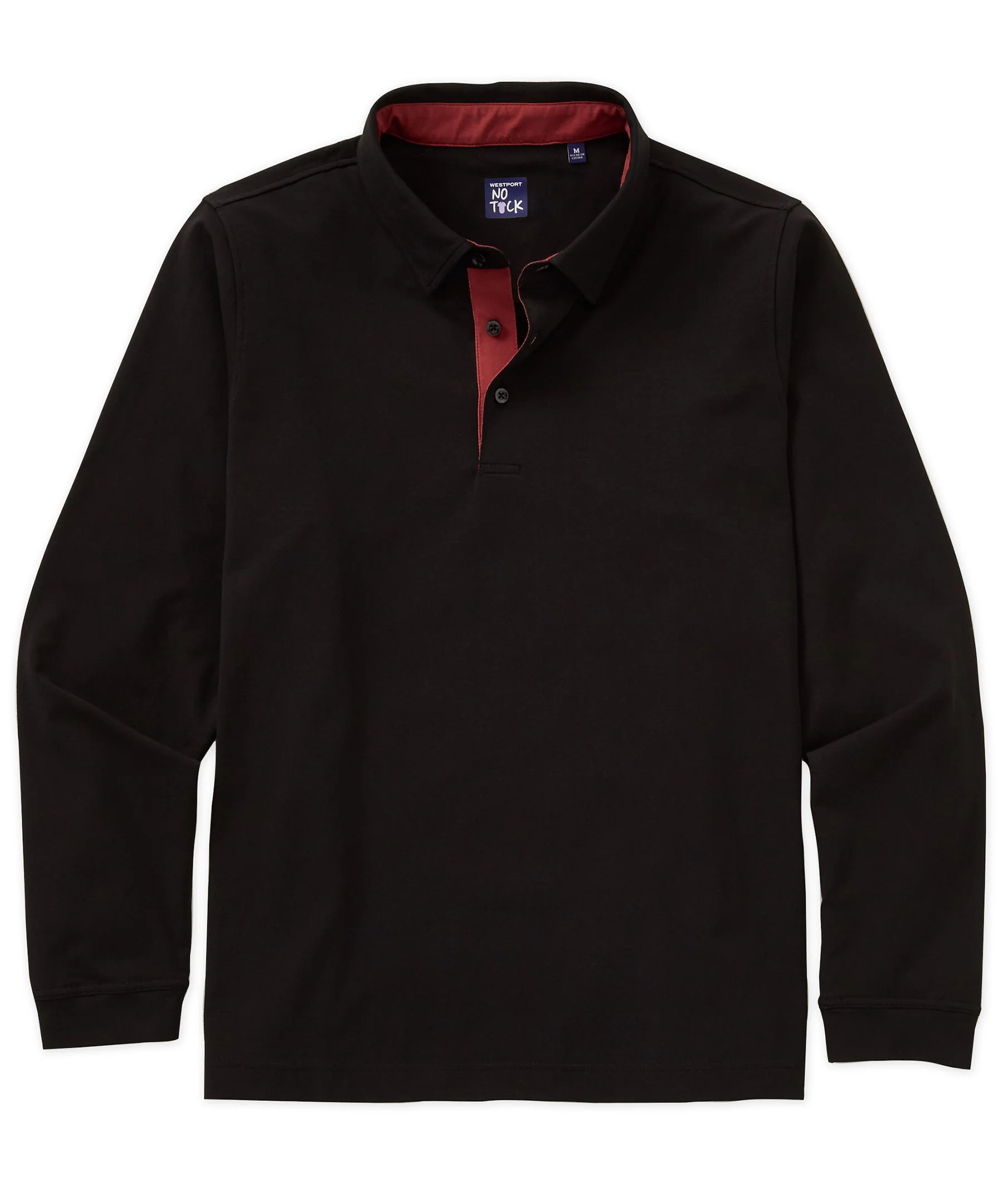 Westport No-Tuck Long Sleeve Stretch Cotton Rich Contrast Trim Placket Polo - Image 8