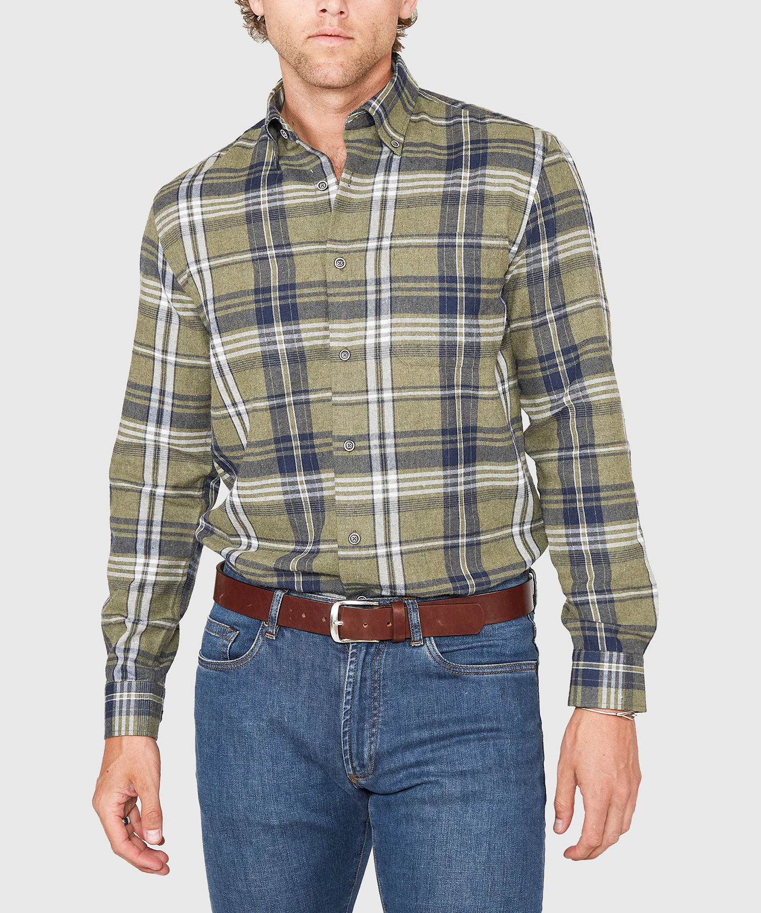 Westport Lifestyle Long Sleeve Button Down Collar Flannel Sport Shirt - Image 2