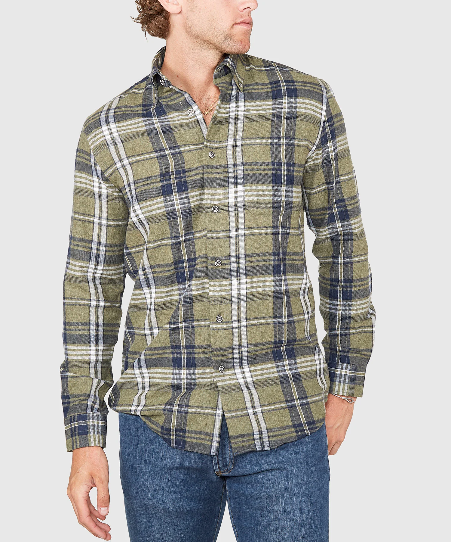 Westport Lifestyle Long Sleeve Button Down Collar Flannel Sport Shirt - Image 3