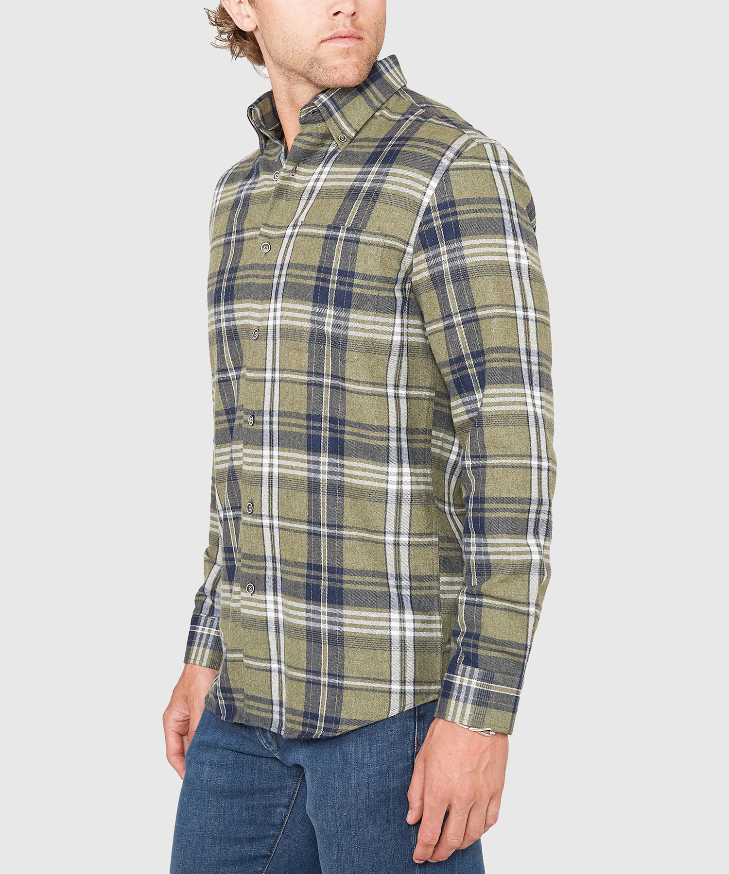 Westport Lifestyle Long Sleeve Button Down Collar Flannel Sport Shirt - Image 4