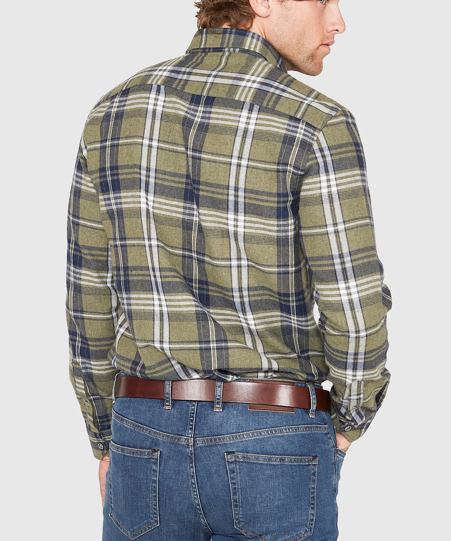 Westport Lifestyle Long Sleeve Button Down Collar Flannel Sport Shirt - Image 5