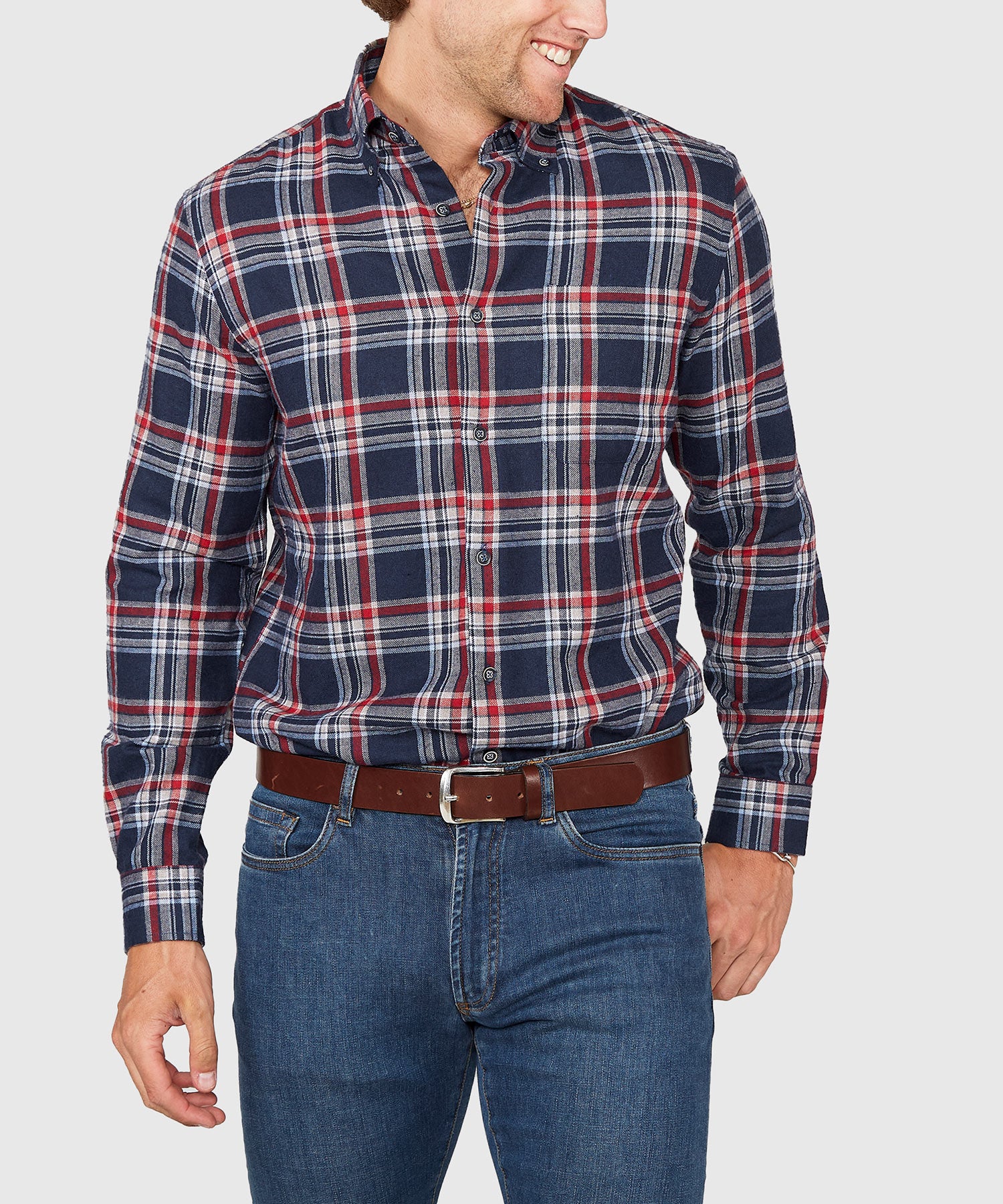 Westport Lifestyle Long Sleeve Button Down Collar Flannel Sport Shirt - Image 3