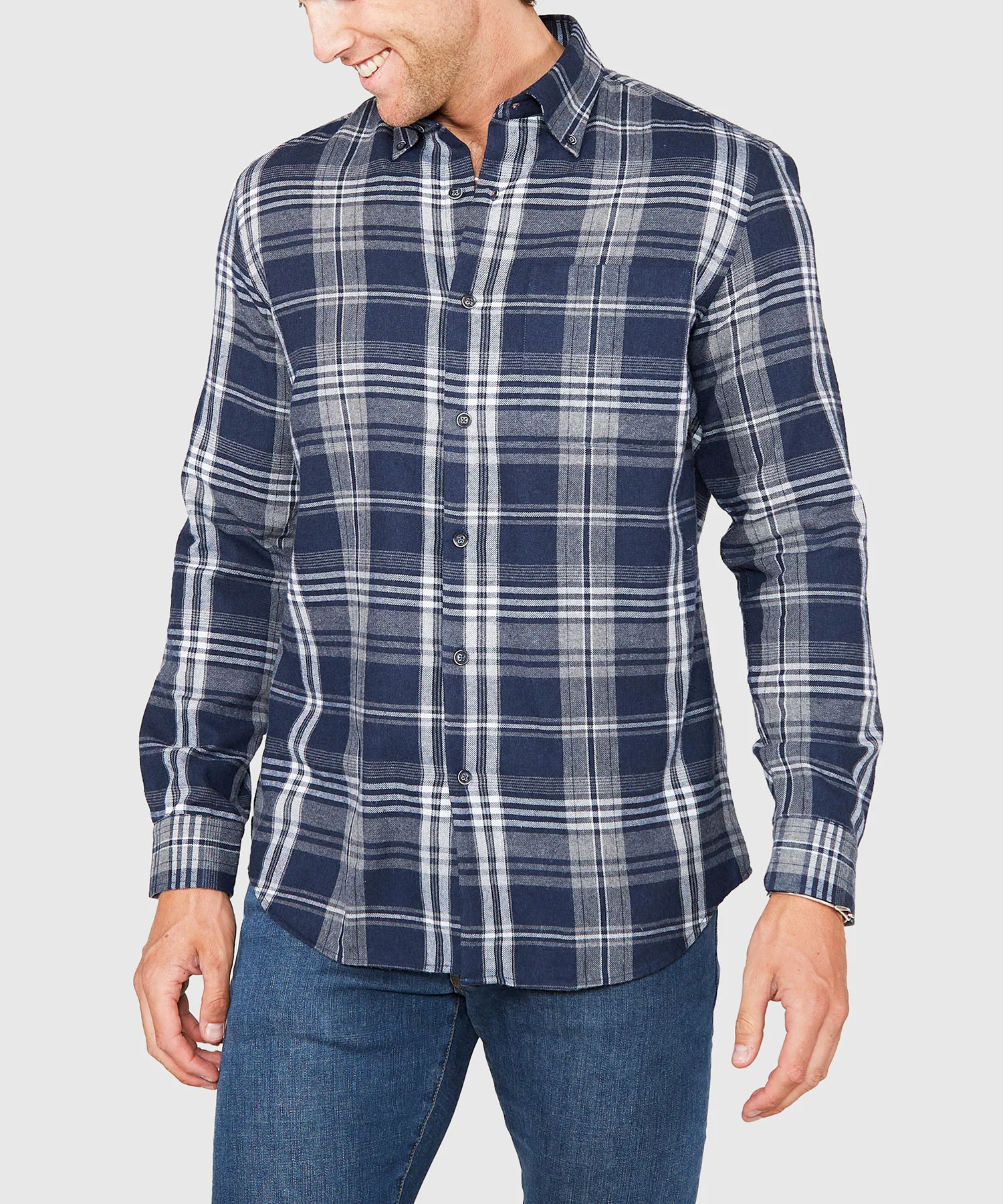 Westport Lifestyle Long Sleeve Button Down Collar Flannel Sport Shirt - Image 2