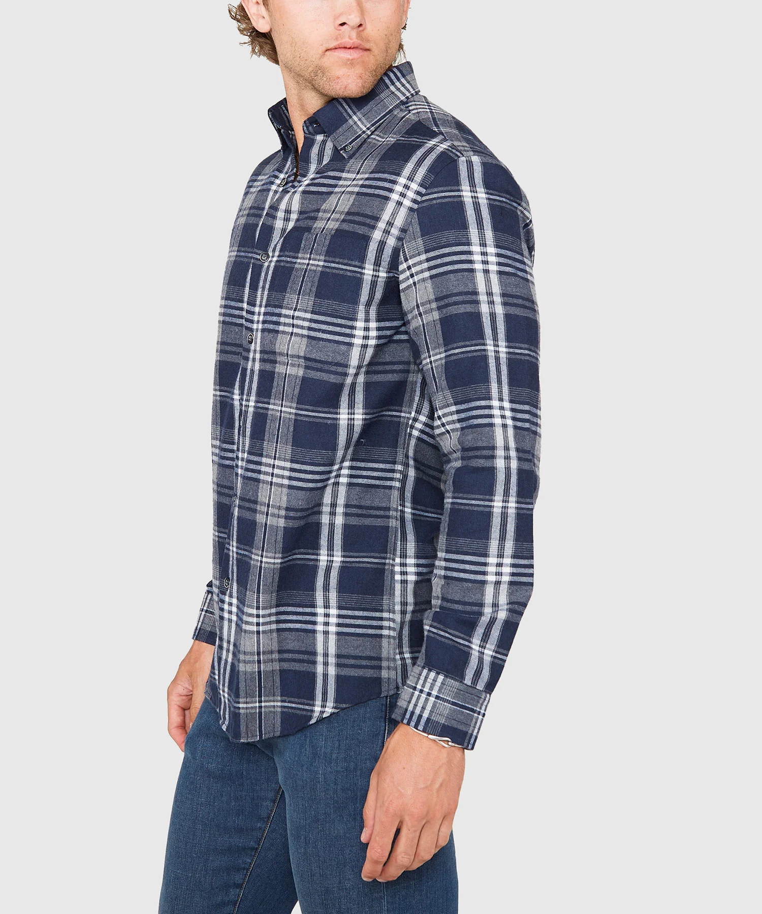 Westport Lifestyle Long Sleeve Button Down Collar Flannel Sport Shirt - Image 4