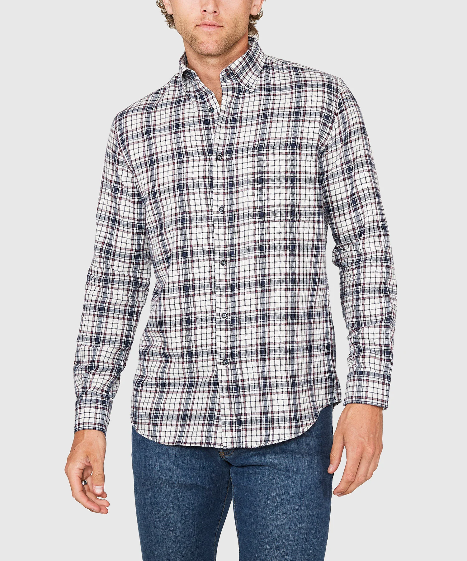 Westport Lifestyle Long Sleeve Button Down Collar Flannel Sport Shirt - Image 2