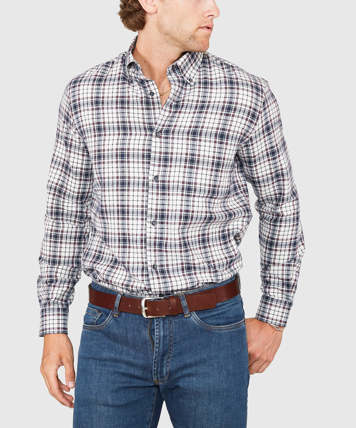 Westport Lifestyle Long Sleeve Button Down Collar Flannel Sport Shirt - Image 3