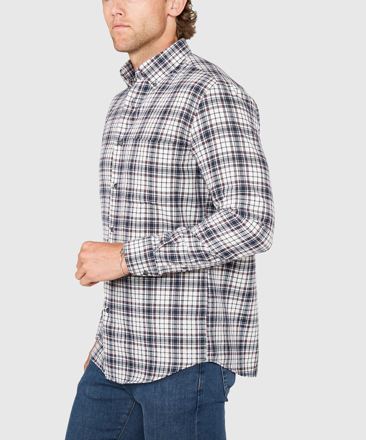Westport Lifestyle Long Sleeve Button Down Collar Flannel Sport Shirt - Image 4