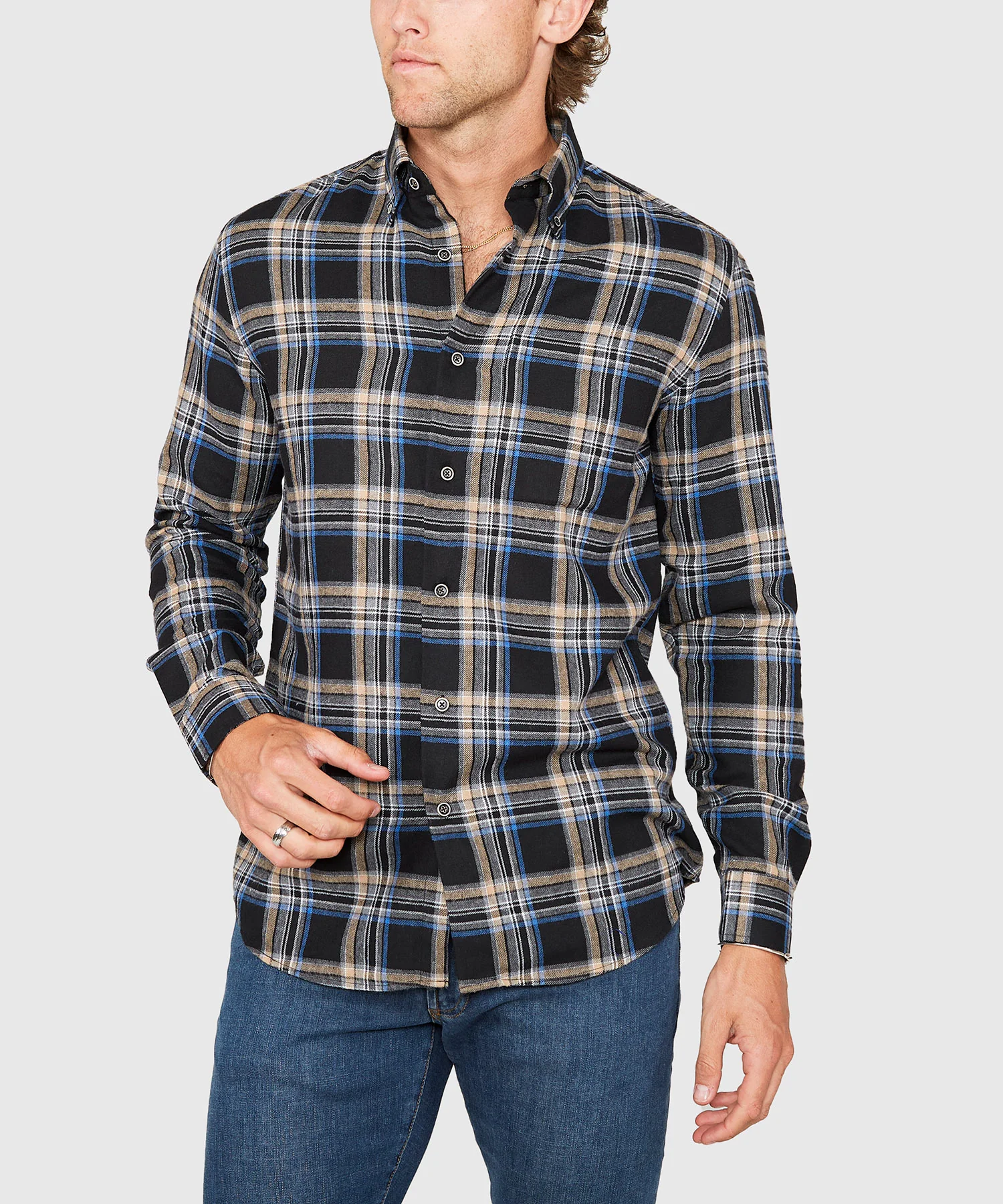 Westport Lifestyle Long Sleeve Button Down Collar Flannel Sport Shirt - Image 2