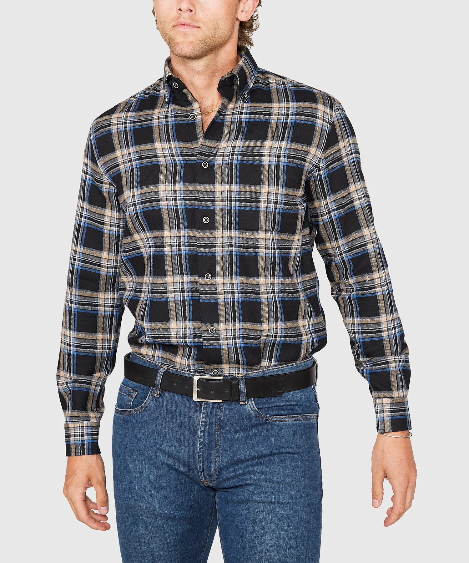 Westport Lifestyle Long Sleeve Button Down Collar Flannel Sport Shirt - Image 3