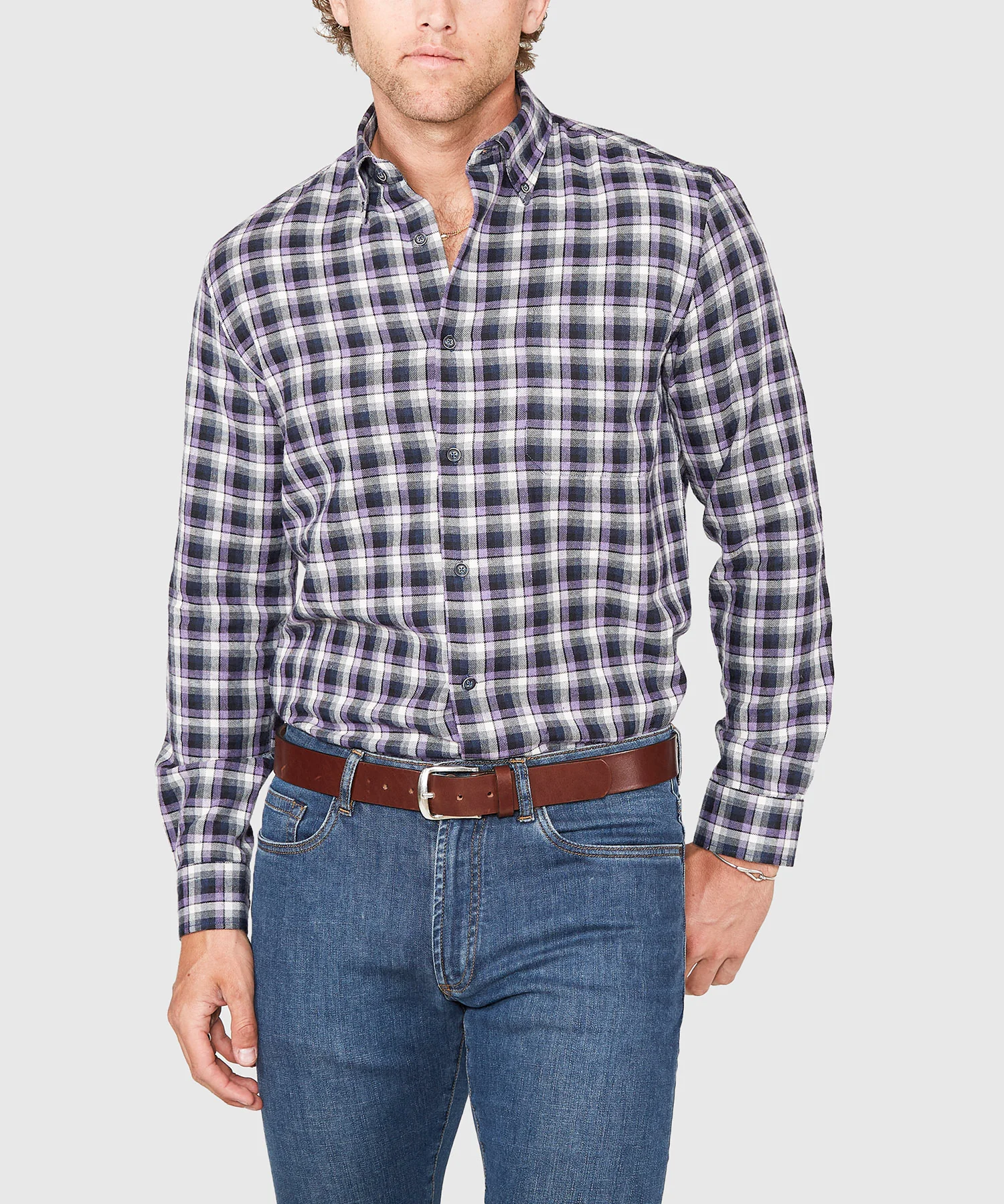 Westport Lifestyle Long Sleeve Button Down Collar Flannel Sport Shirt - Image 3