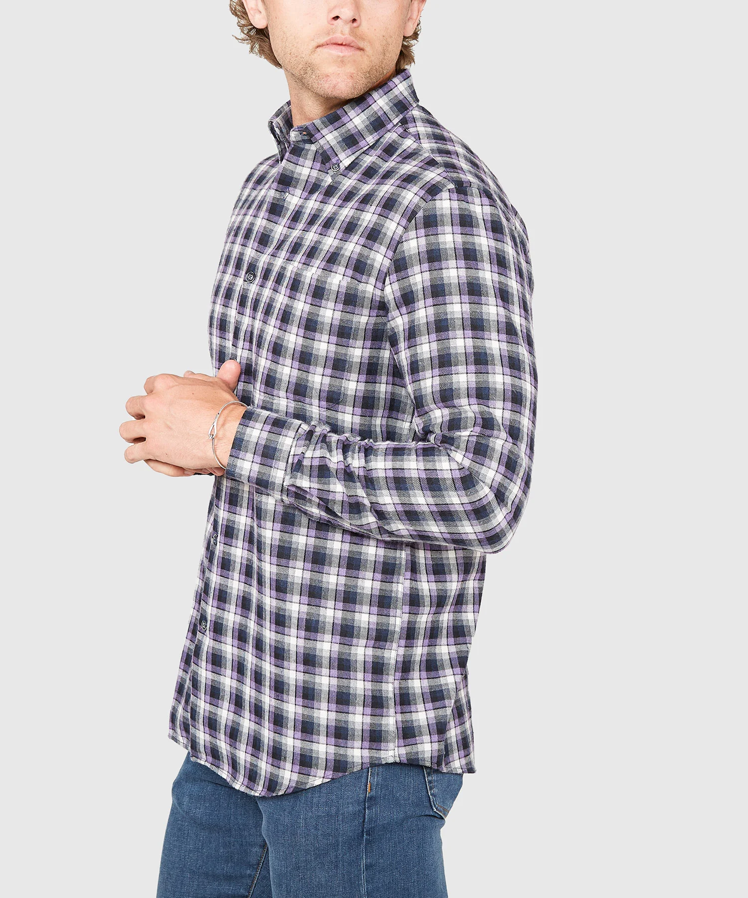 Westport Lifestyle Long Sleeve Button Down Collar Flannel Sport Shirt - Image 4