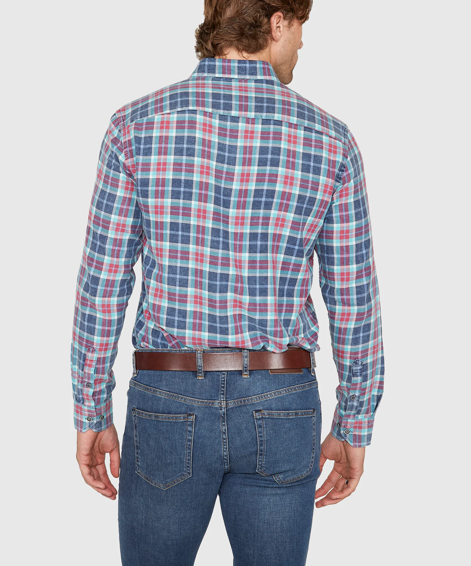 Westport Lifestyle Long Sleeve Button Down Collar Plaid Sport Shirt - Image 5