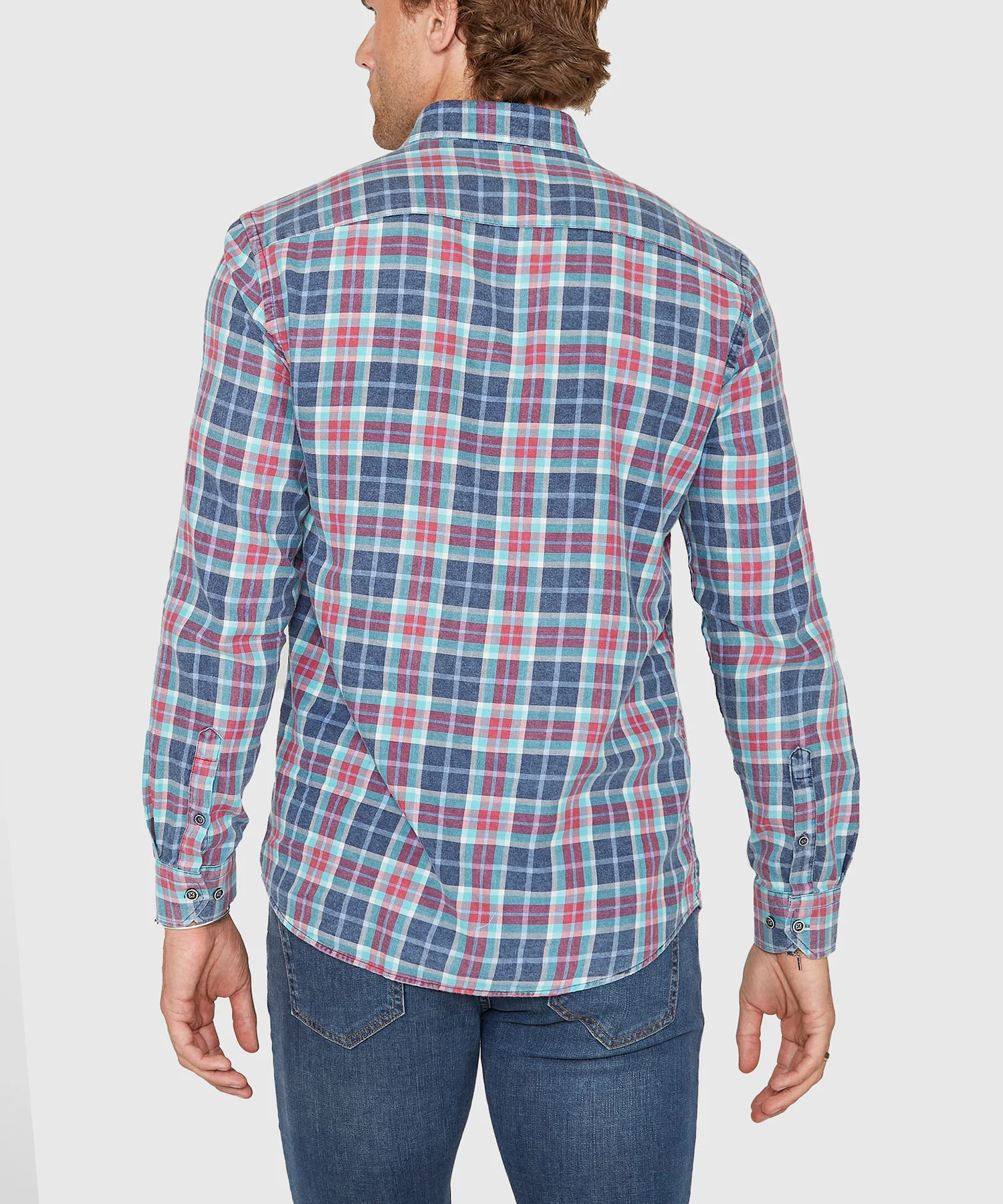 Westport Lifestyle Long Sleeve Button Down Collar Plaid Sport Shirt - Image 6