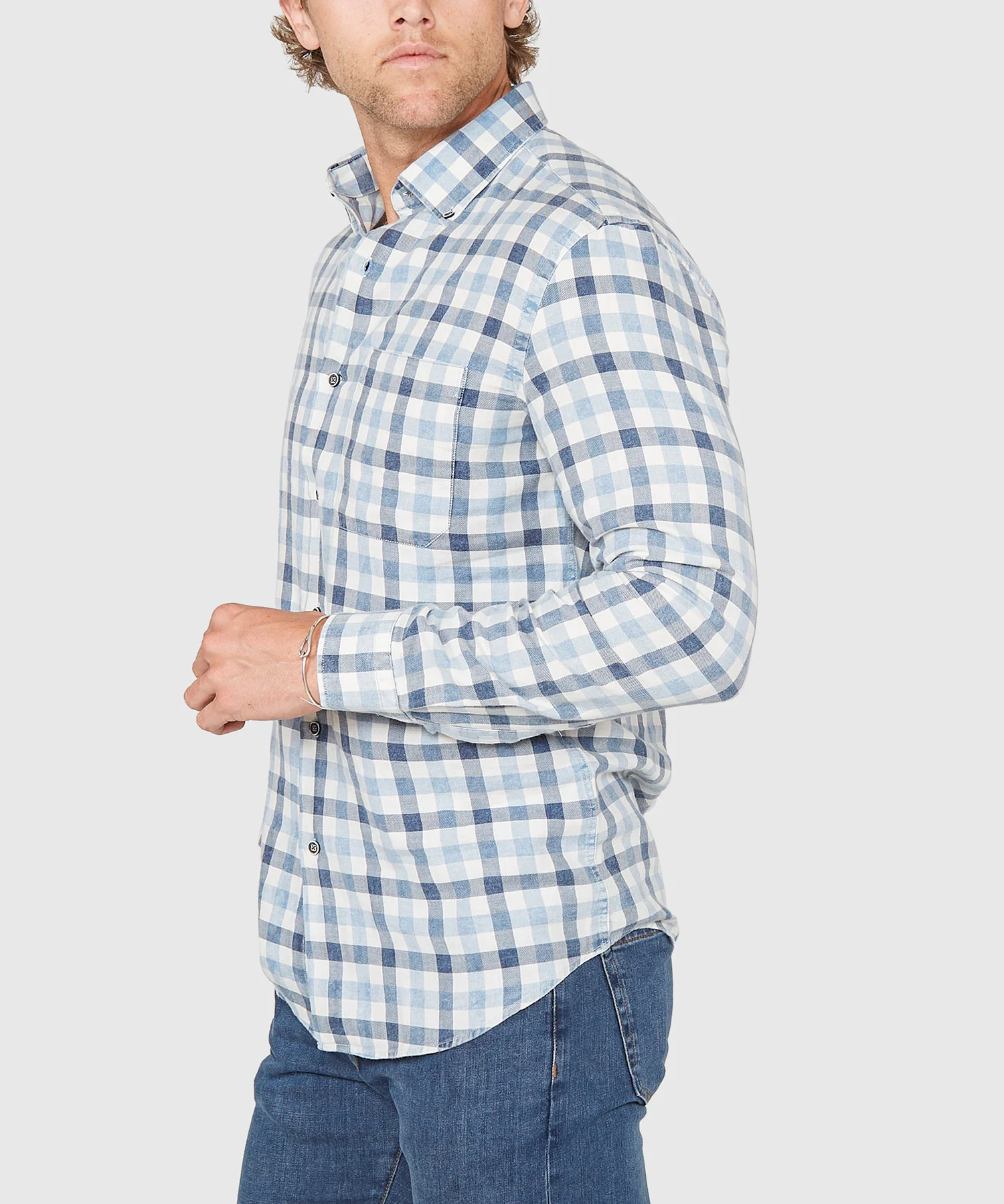 Westport Lifestyle Long Sleeve Button Down Collar Plaid Sport Shirt - Image 2