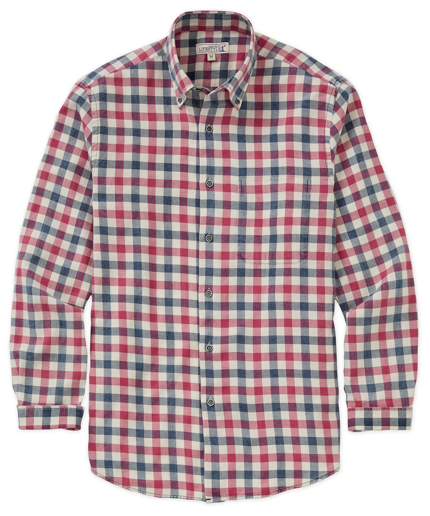 Westport Lifestyle Long Sleeve Button Down Collar Plaid Sport Shirt