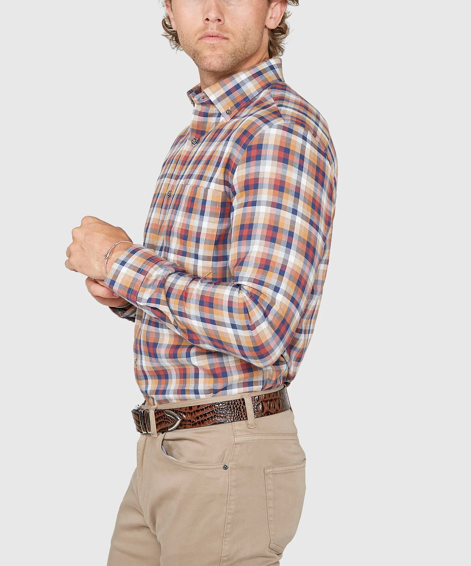 Westport Black Fall Plaid Long Sleeve Button Down Collar Sport Shirt - Image 3