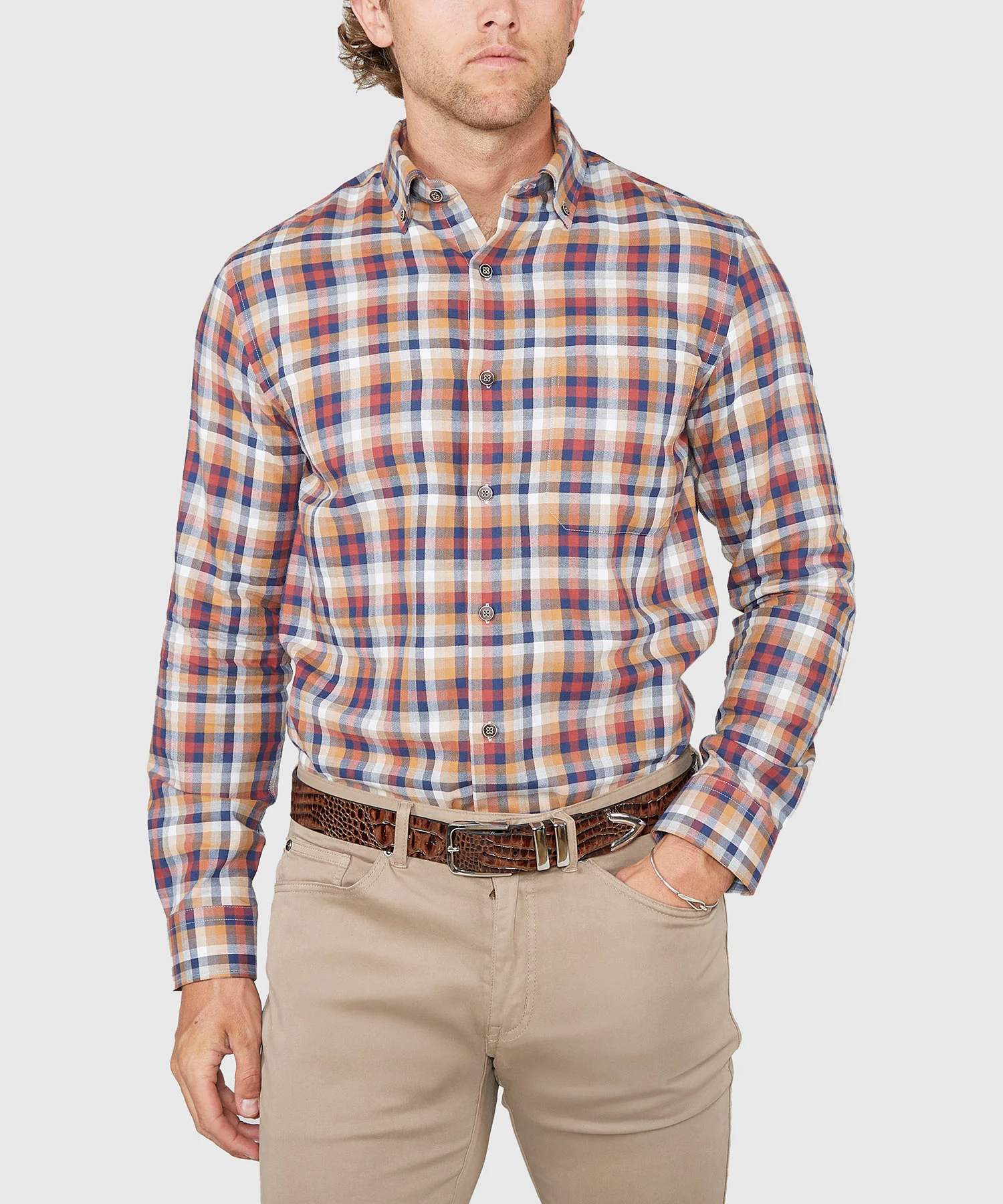 Westport Black Fall Plaid Long Sleeve Button Down Collar Sport Shirt - Image 4