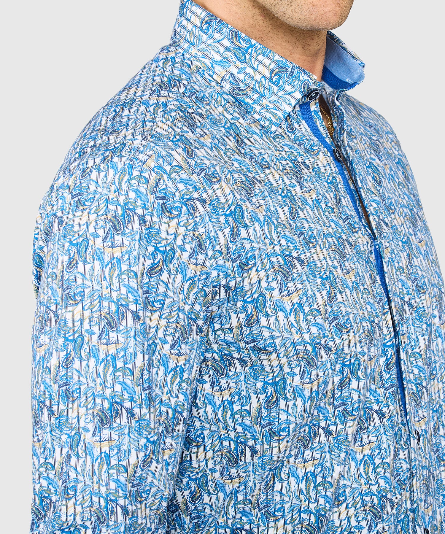 Westport Black Long Sleeve Hidden Button Down Collar Printed Sport Shirt - Image 4