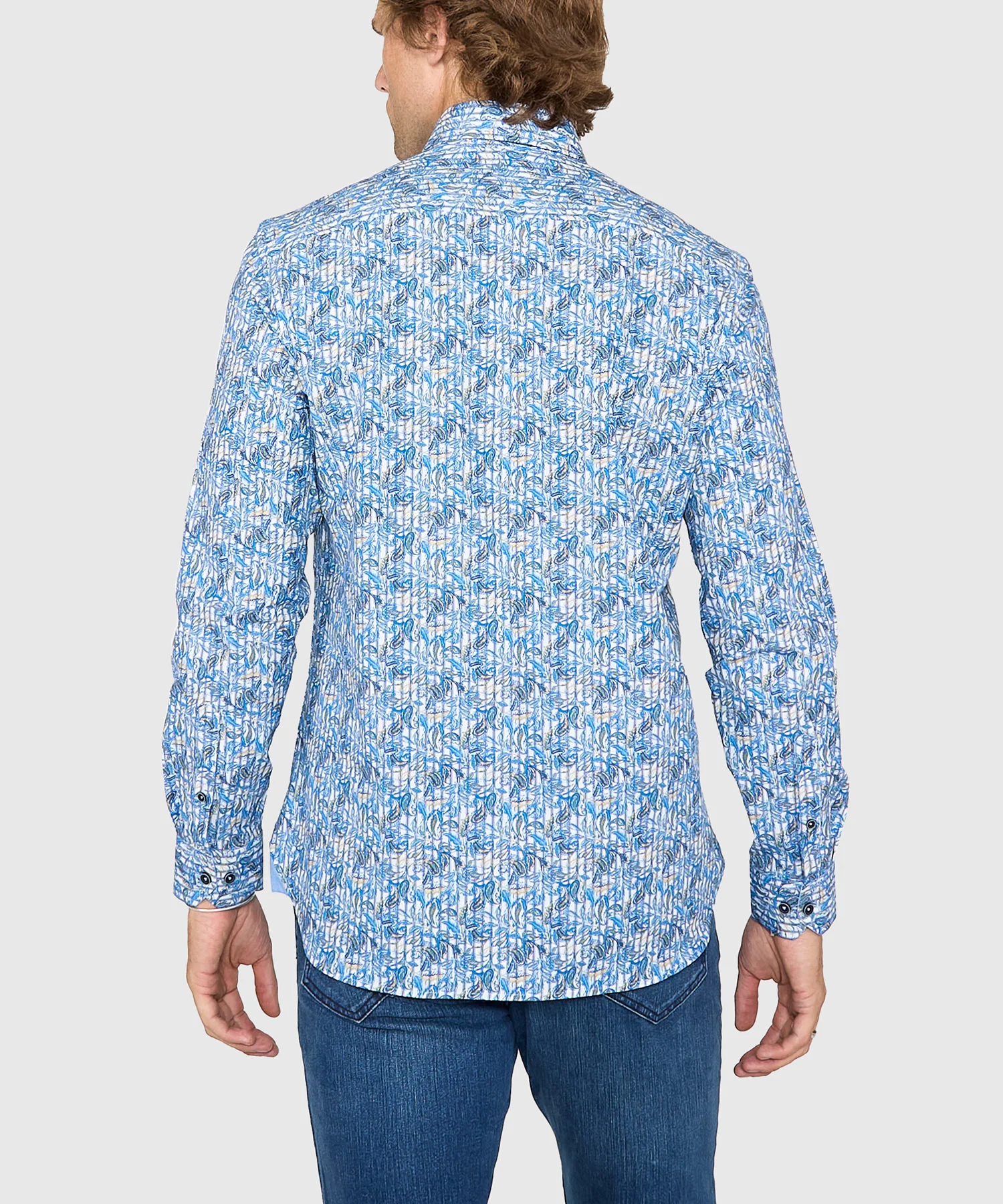Westport Black Long Sleeve Hidden Button Down Collar Printed Sport Shirt - Image 5