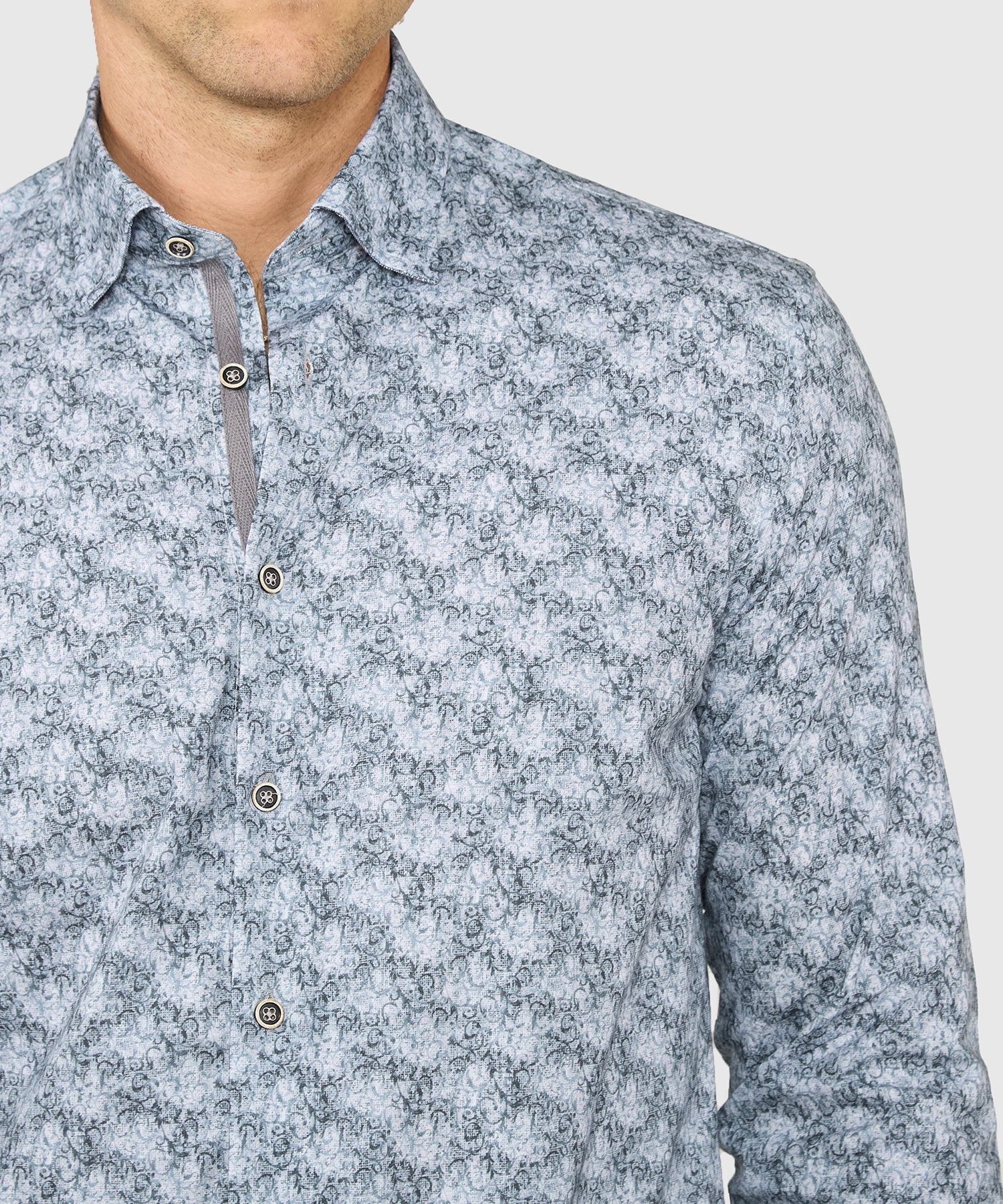 Westport Black Long Sleeve Hidden Button Down Collar Printed Sport Shirt - Image 4